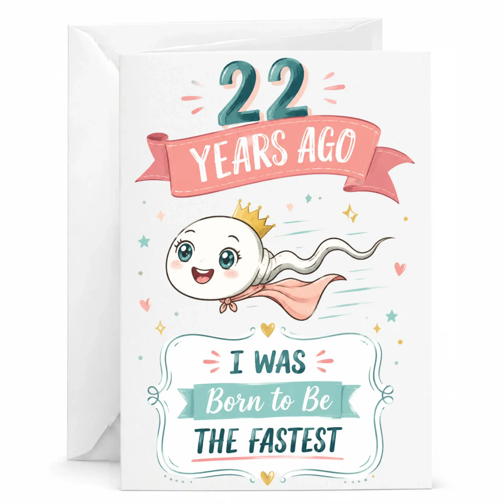 Funny 22nd Birthday Greeting Card I Was Born to Be the Fastest Humorous Milestone Card for Twenty Second Birthday