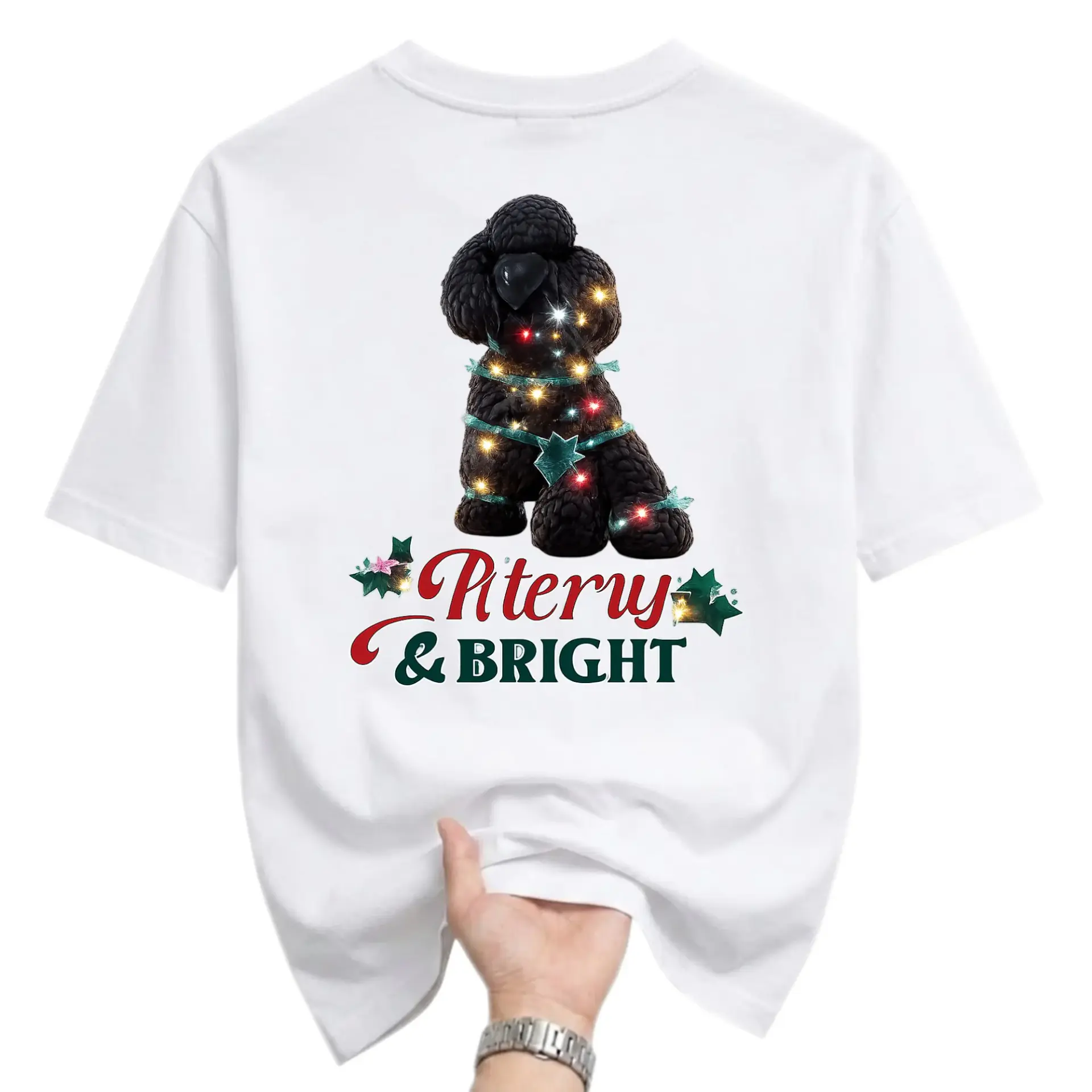 Funny Shirt Poodle Christmas Graphic Tee Unisex Casual Crew Neck Holiday