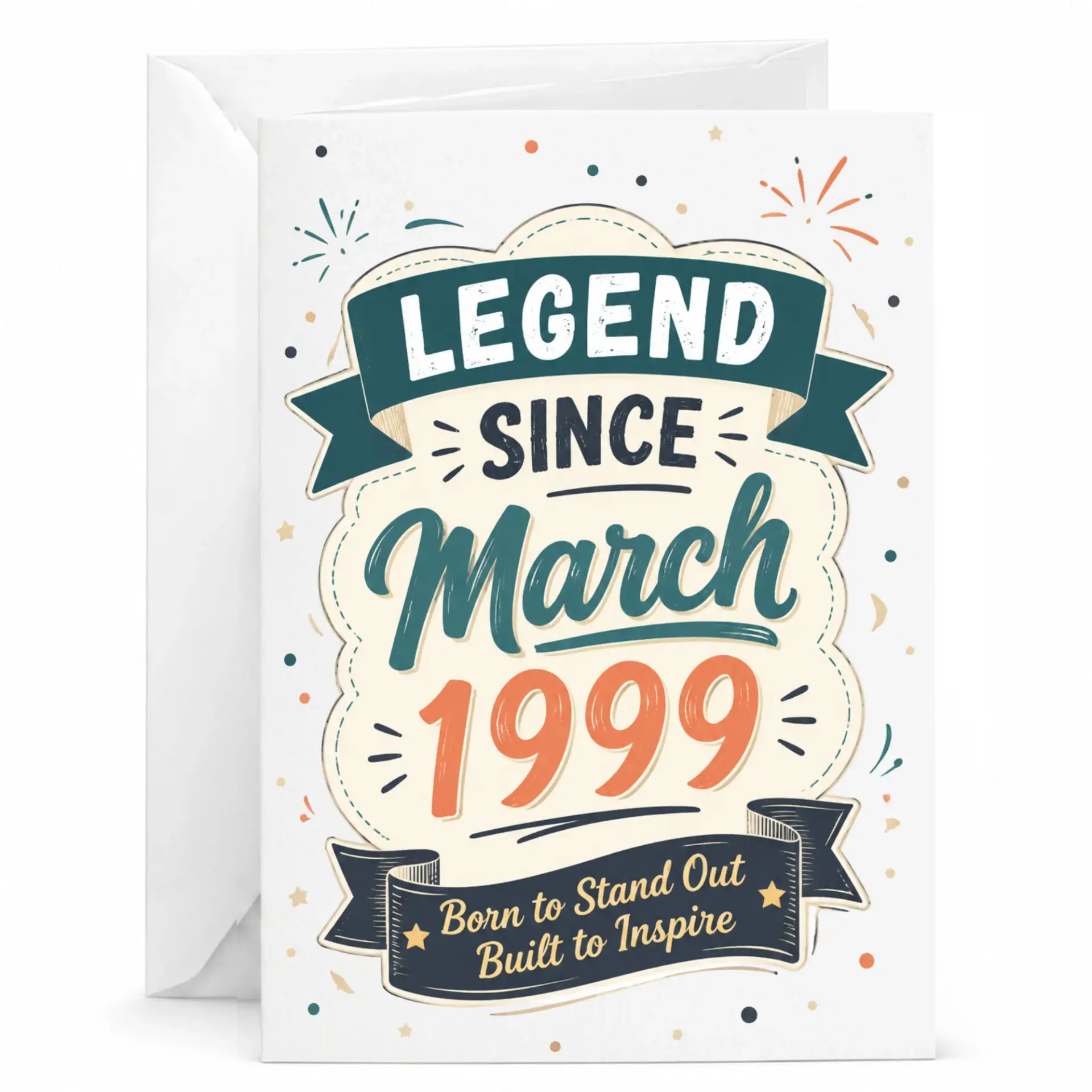 Birthday Card Legend Since March 1999 Vintage Style Retro Greeting Card for Milestone Celebration and Keepsake