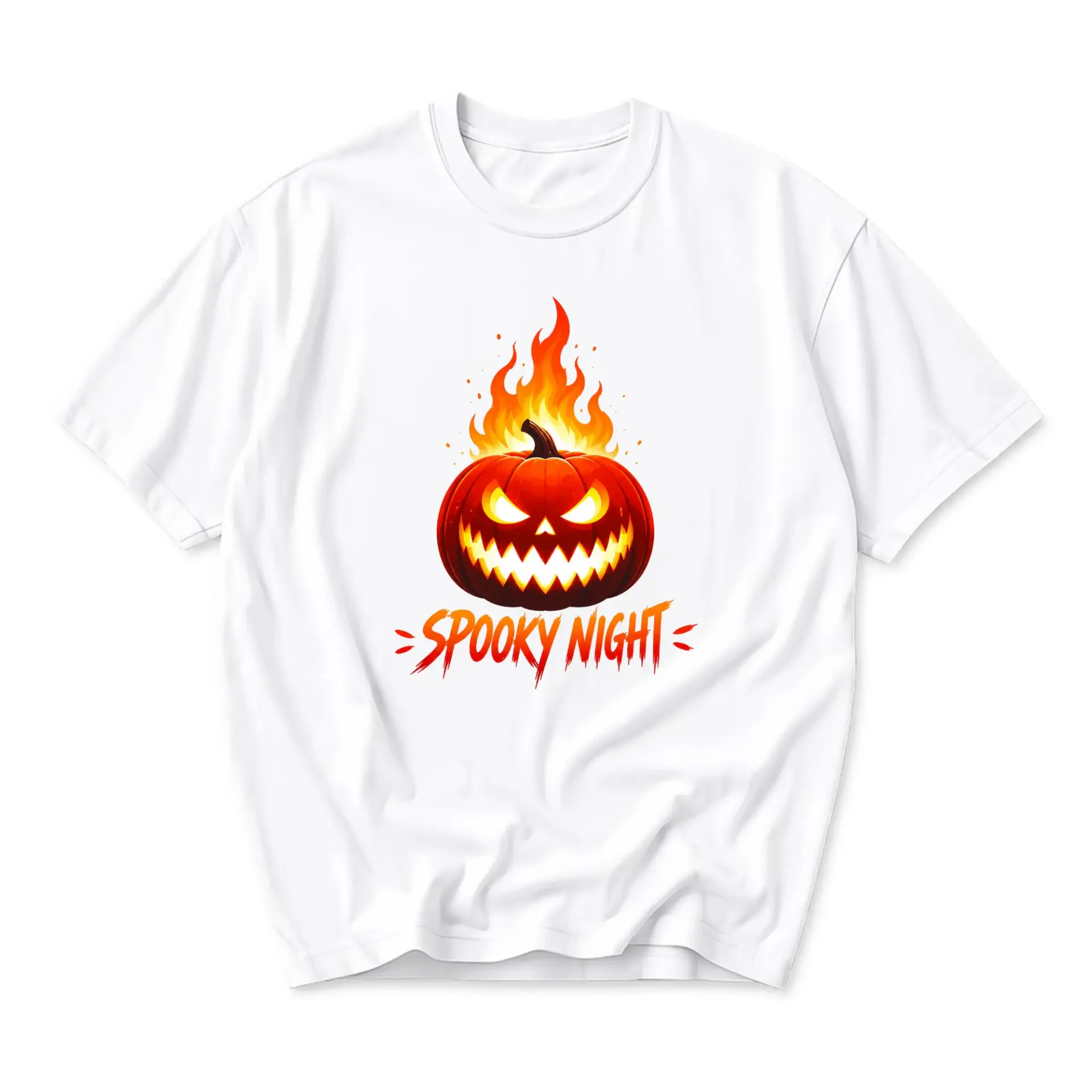 Graphic Tee Spooky Night Halloween Pumpkin Print Unisex Crew Neck Casual Everyday Short Sleeve Cotton Shirt
