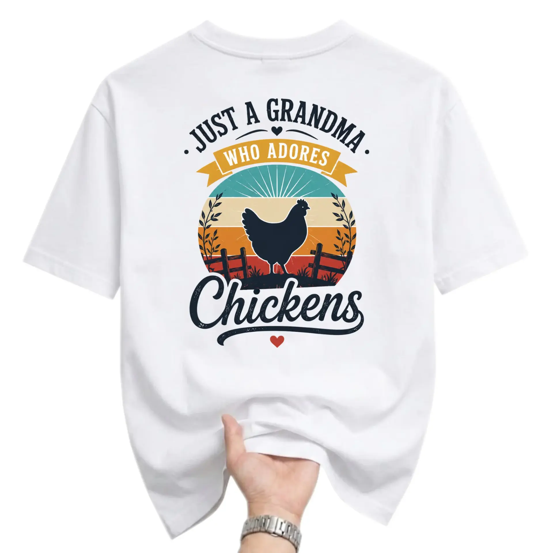 Funny Shirt Just a Grandma Who Adores Chickens Graphic Tee Casual Retro