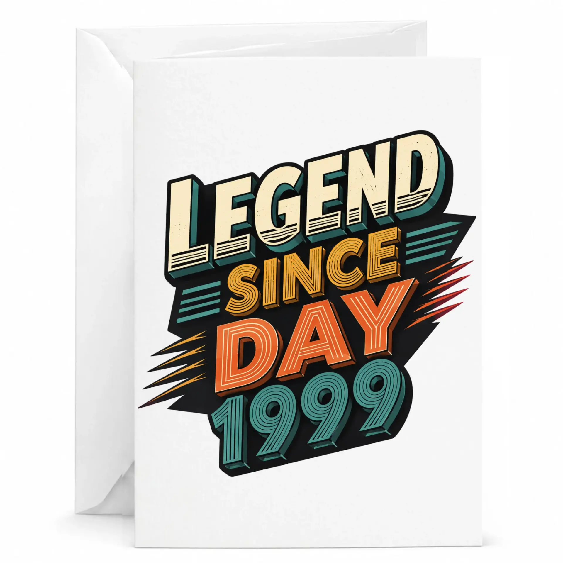 Greeting Card Legend Since Day 1999 Vintage Style Birthday Celebration Milestone Anniversary Congratulations Note Card