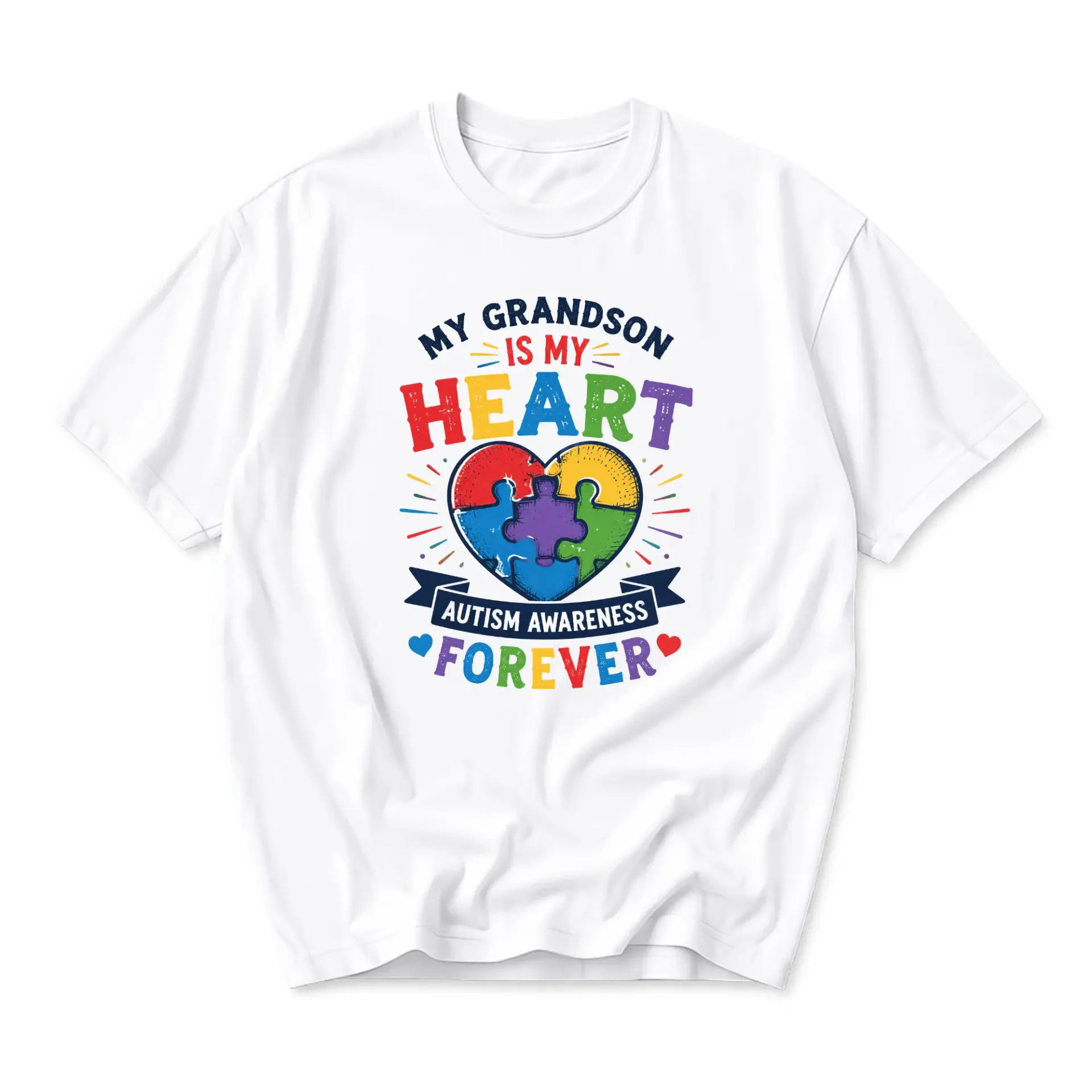 Graphic Tee My Grandson Is My Heart Autism Awareness Puzzle Piece Print