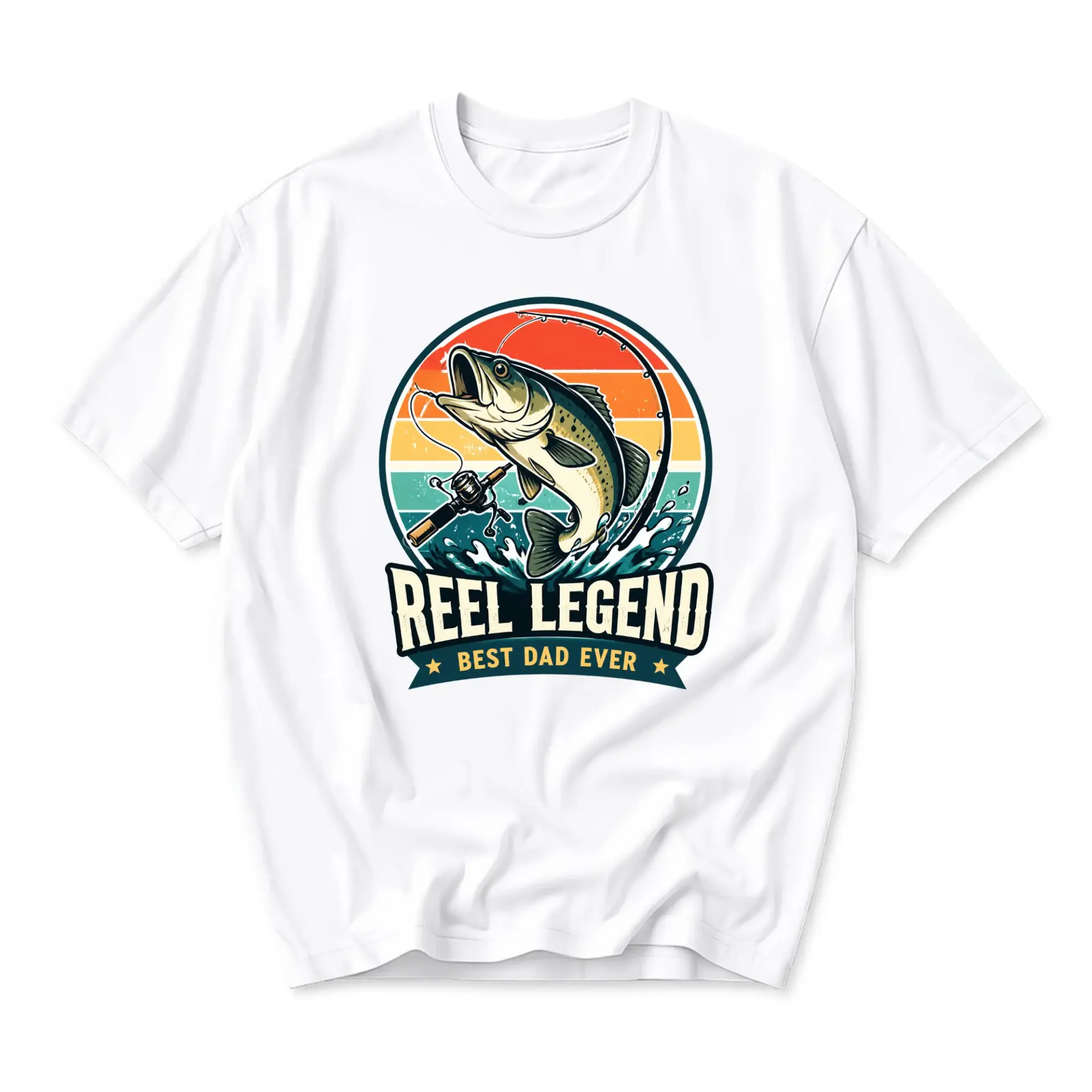 Graphic Tee Reel Legend Best Dad Ever Fishing T-Shirt Unisex Casual Crew Neck Short Sleeve Top for Anglers Outdoors