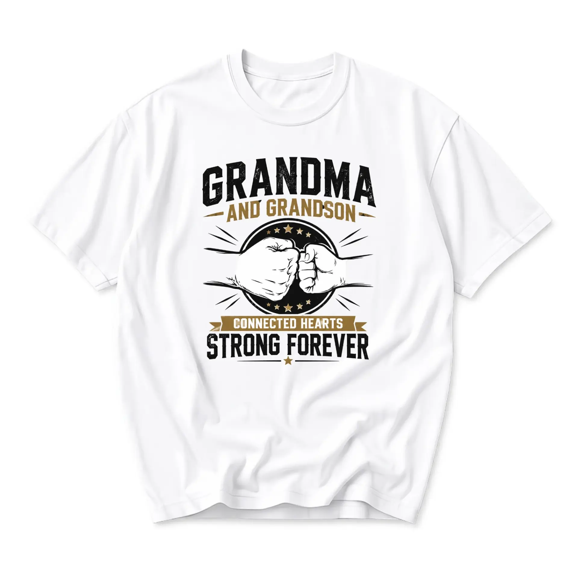 Graphic Tee Grandma and Grandson Fist Bump Hearts Strong Forever Casual