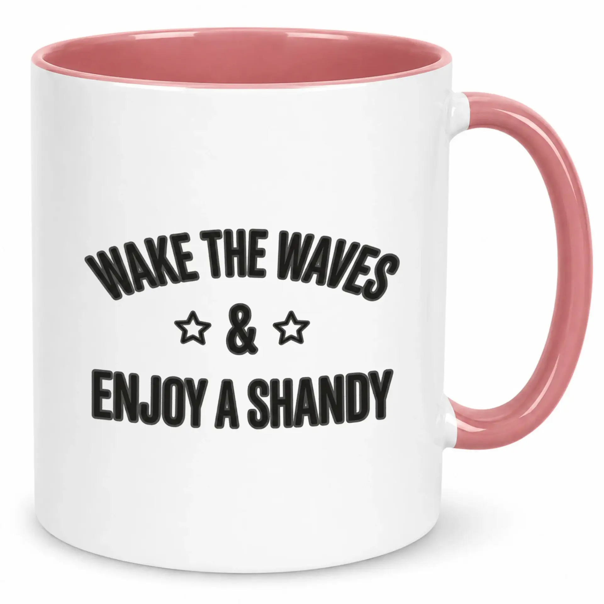 Funny Coffee Mug Ceramic Drinkware with Wake the Waves & Enjoy a Shandy Design, Ideal for Beach Lovers and Casual Drink Enjoyment