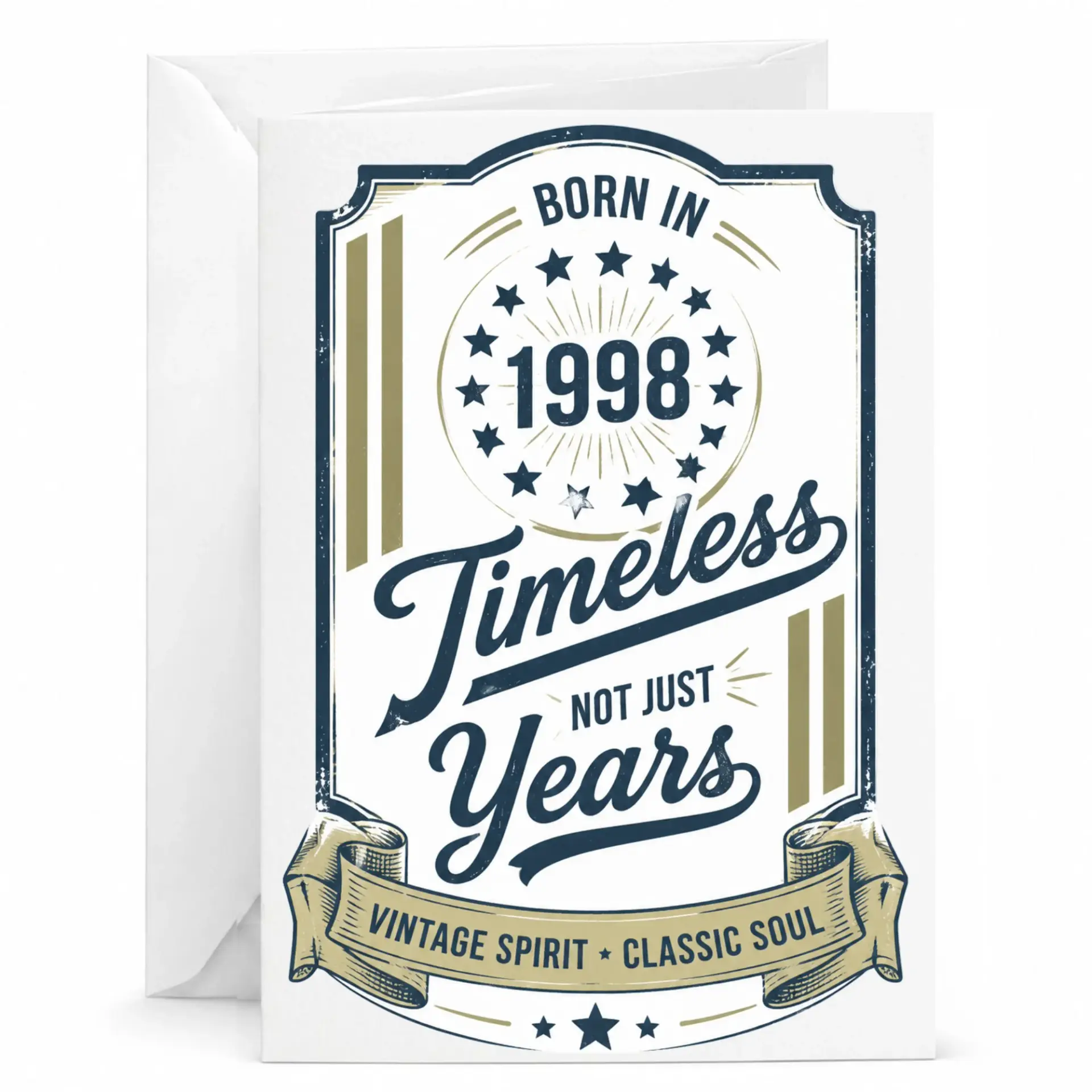 Birthday Greeting Card Born in 1998 Timeless Not Just Years Vintage Style Stationery for Milestone Birthday Celebrations
