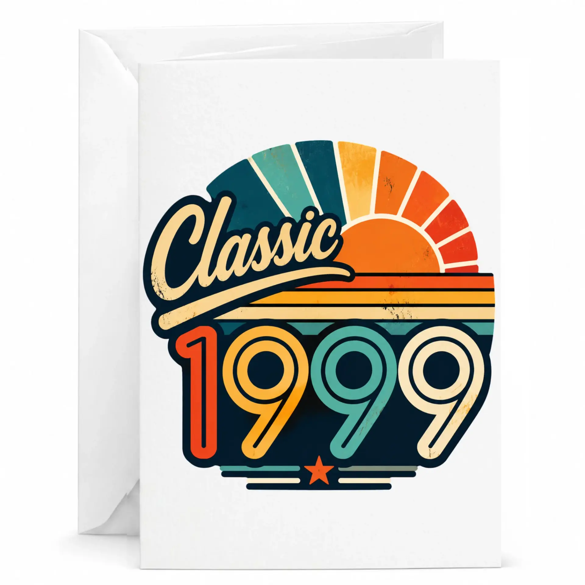 Birthday Card Classic 1999 Retro Vintage Style Greeting Card for Birthday Milestone Celebration with Included Envelope