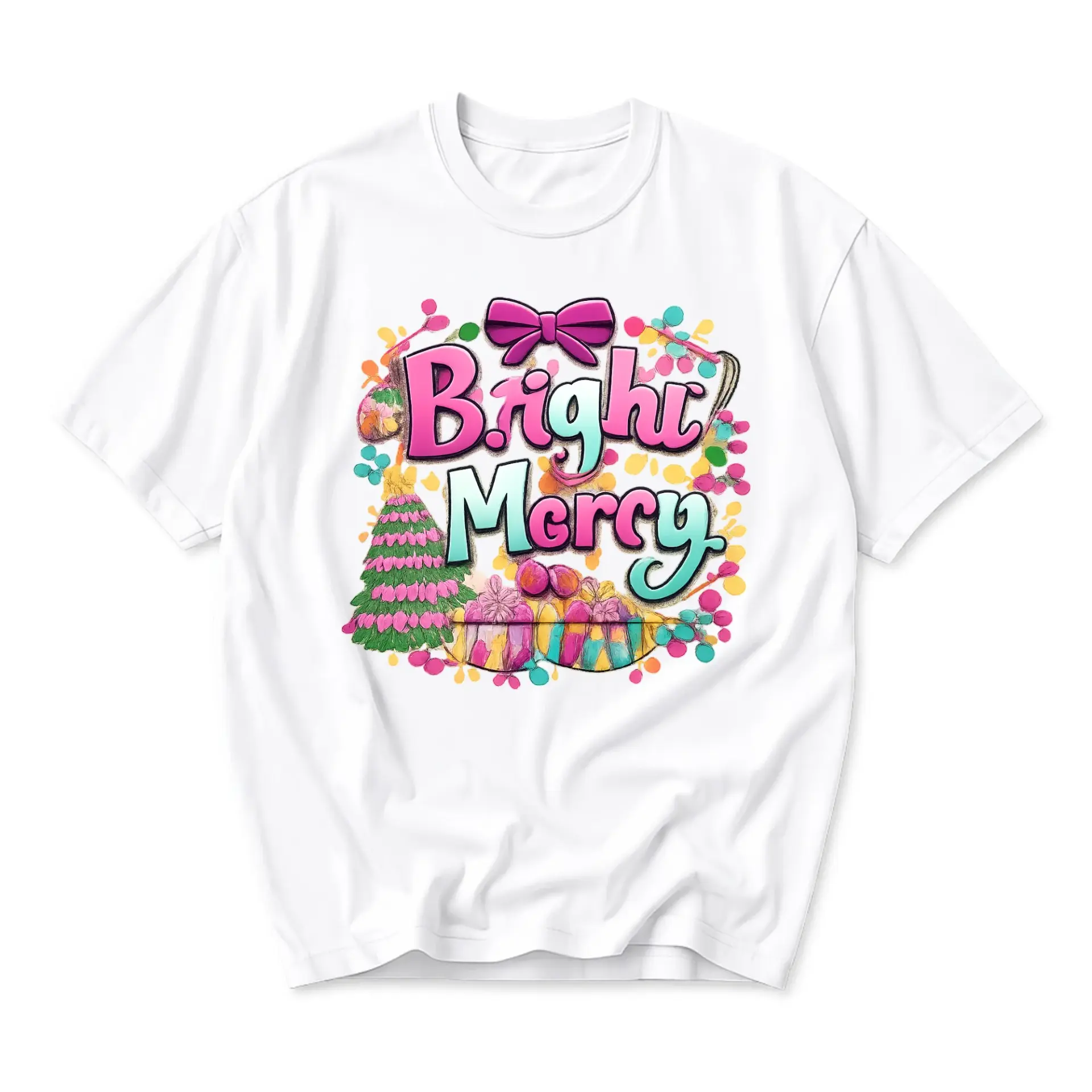 Graphic Tee Bright Print Casual Unisex Cotton Crew Neck Short Sleeve Shirt