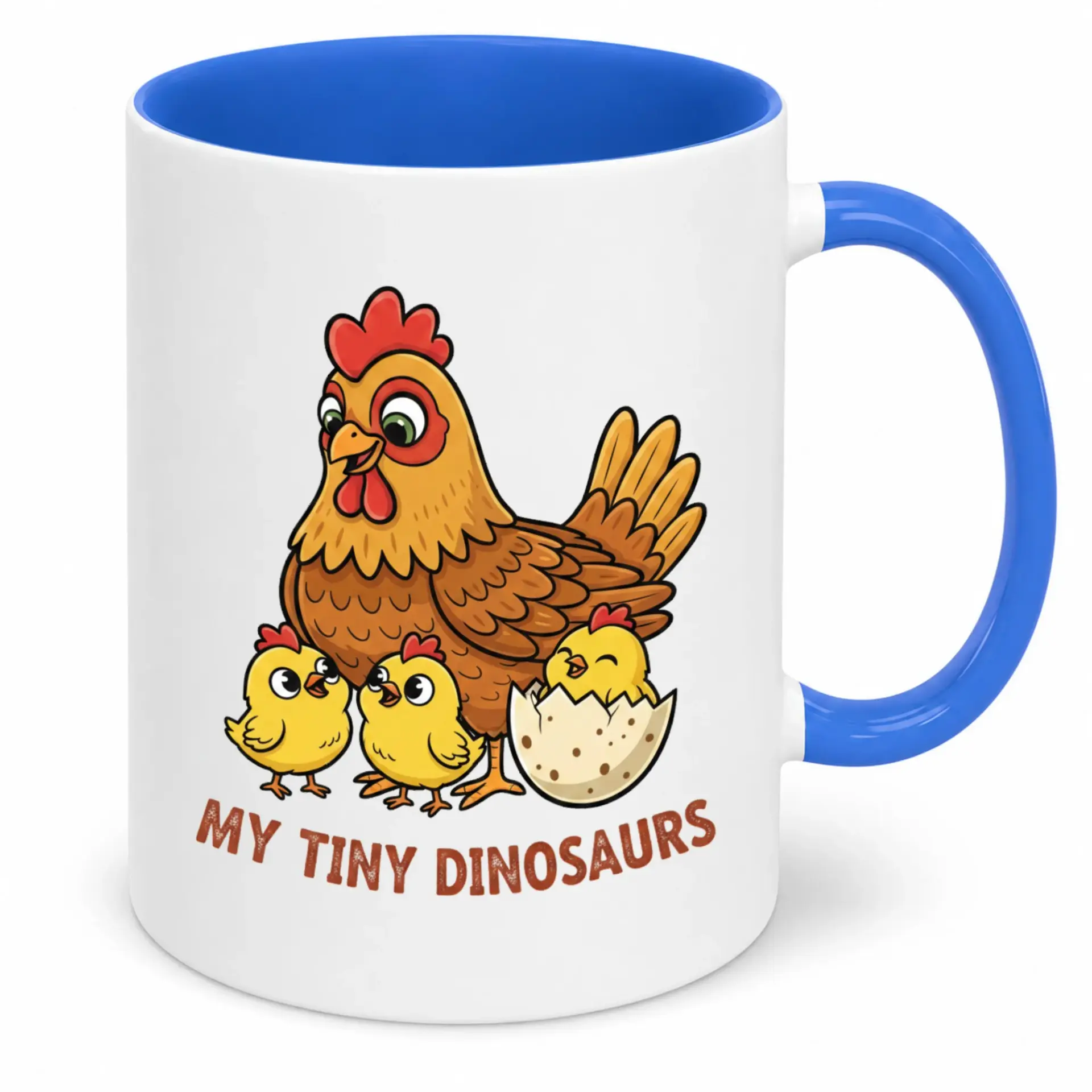 Funny Chicken and Chick Ceramic Coffee Mug Cute Farm Animal "my Tiny Dinosaurs" Design Drinkware for Home or Office Kitchen Gift