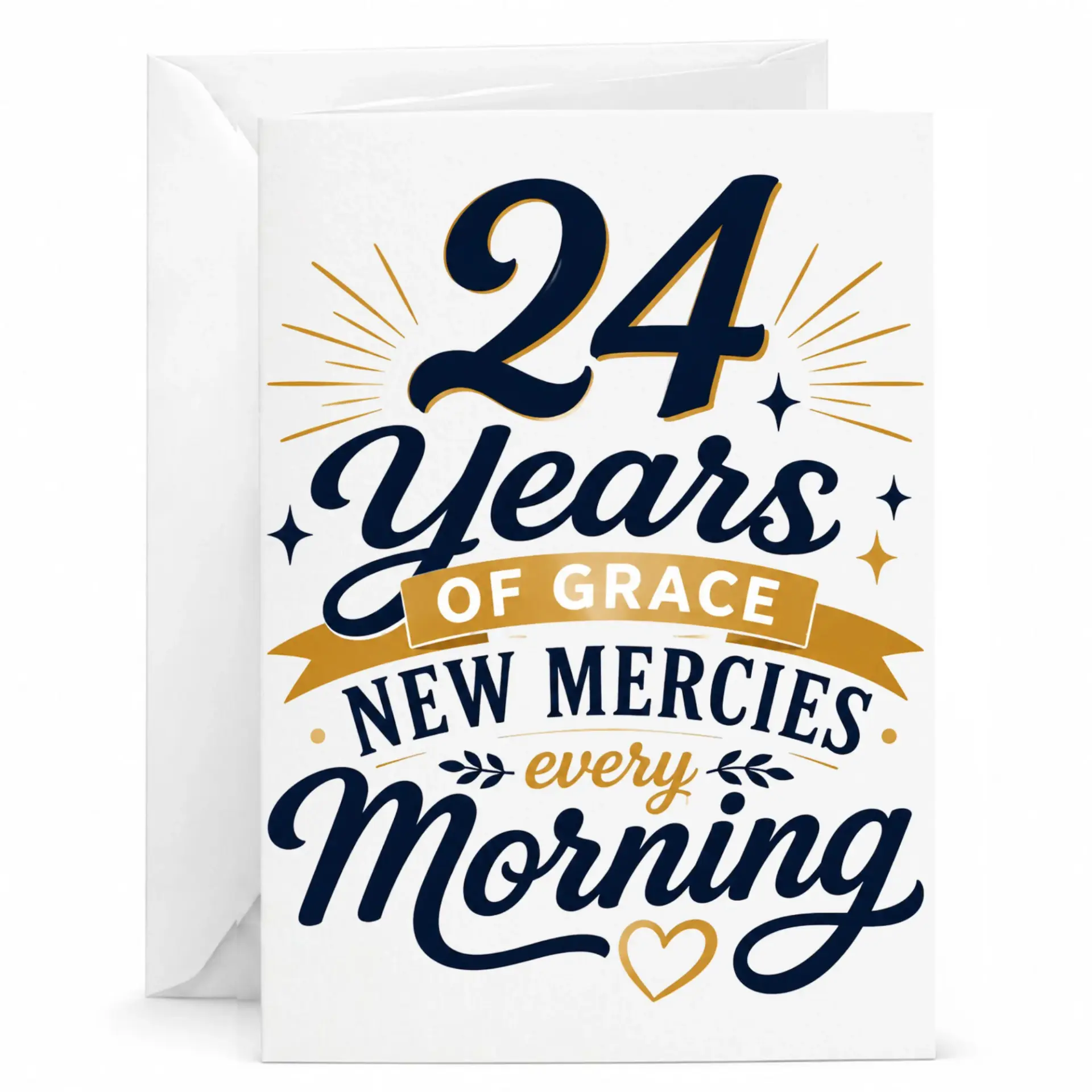 Birthday Card 24 Years of Grace New Mercies Every Morning Religious Greeting Card for Milestone Anniversary or Birthday