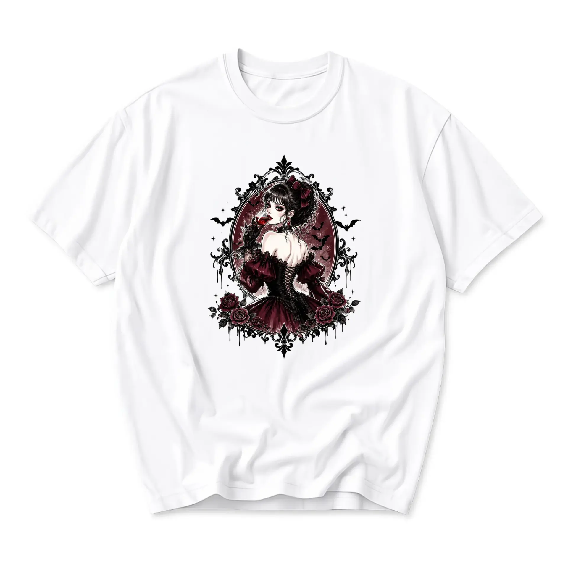 Graphic Tee Gothic Victorian Lady Illustration Unisex Crew Neck Short Sleeve Casual Cotton Blend Fashion T-Shirt