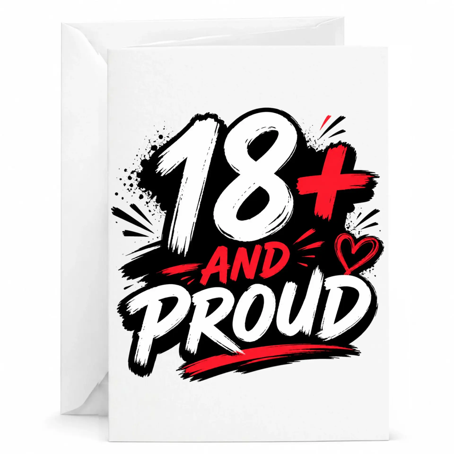 Birthday Card 18 and Proud Greeting Card for Turning Eighteen Milestone Celebration with Matching Envelope