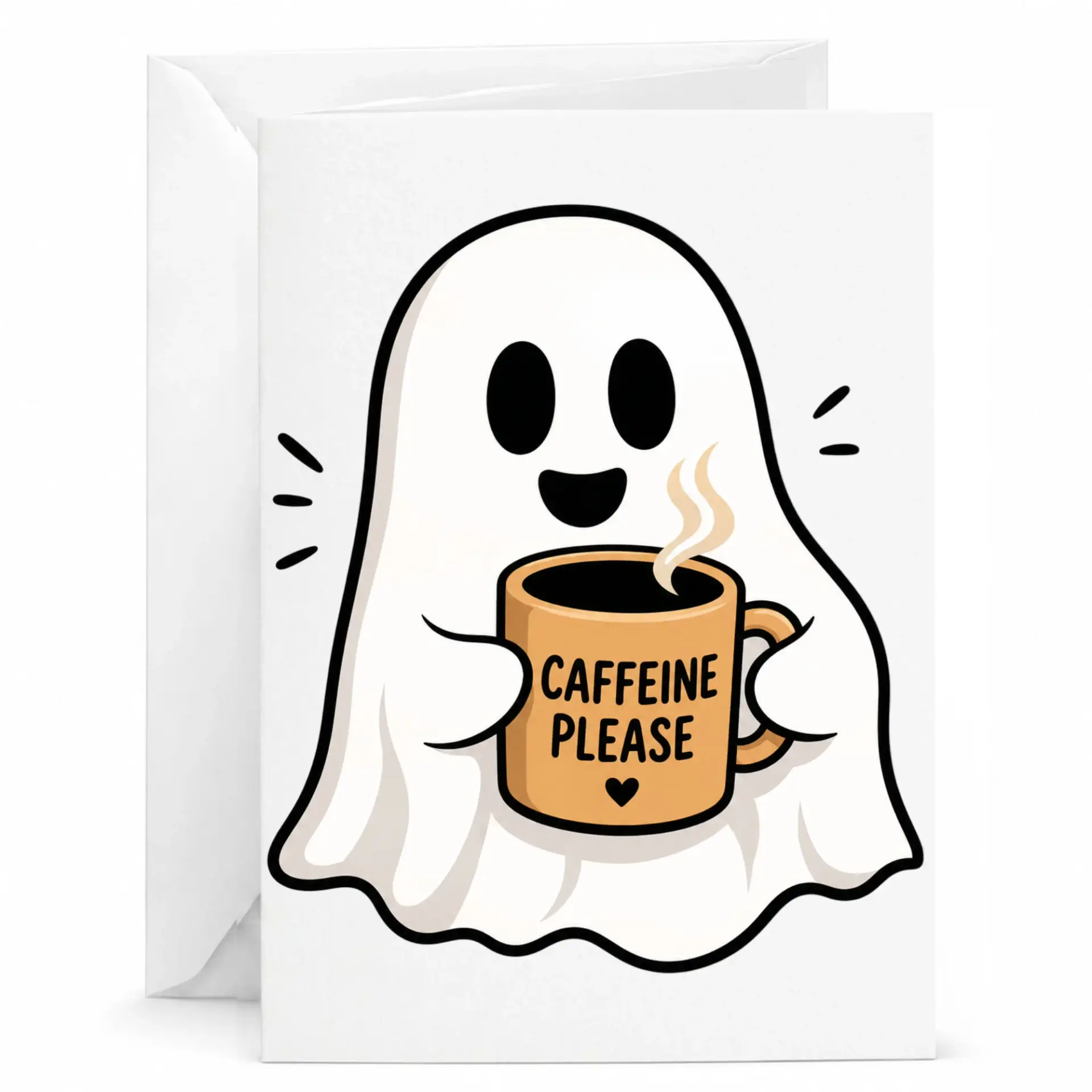 Funny Caffeine Please Greeting Card for Coffee Lovers with Matching Envelope Birthdays and Notes