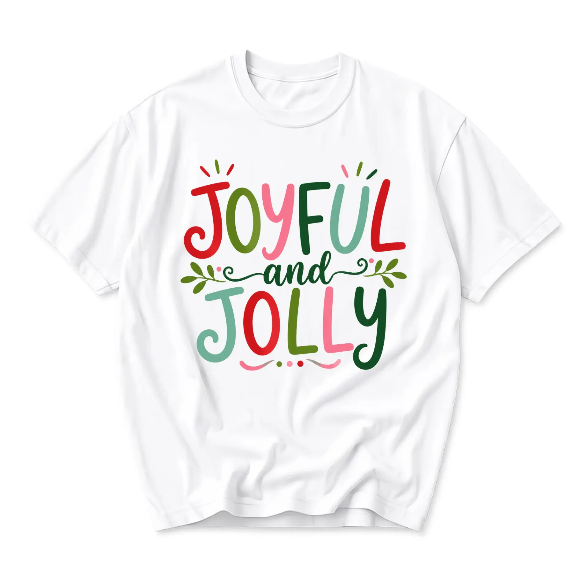 Graphic Tee Joyful and Jolly Holiday Seasonal Celebration Unisex Crew Neck Short Sleeve Soft Cotton Casual Everyday Top