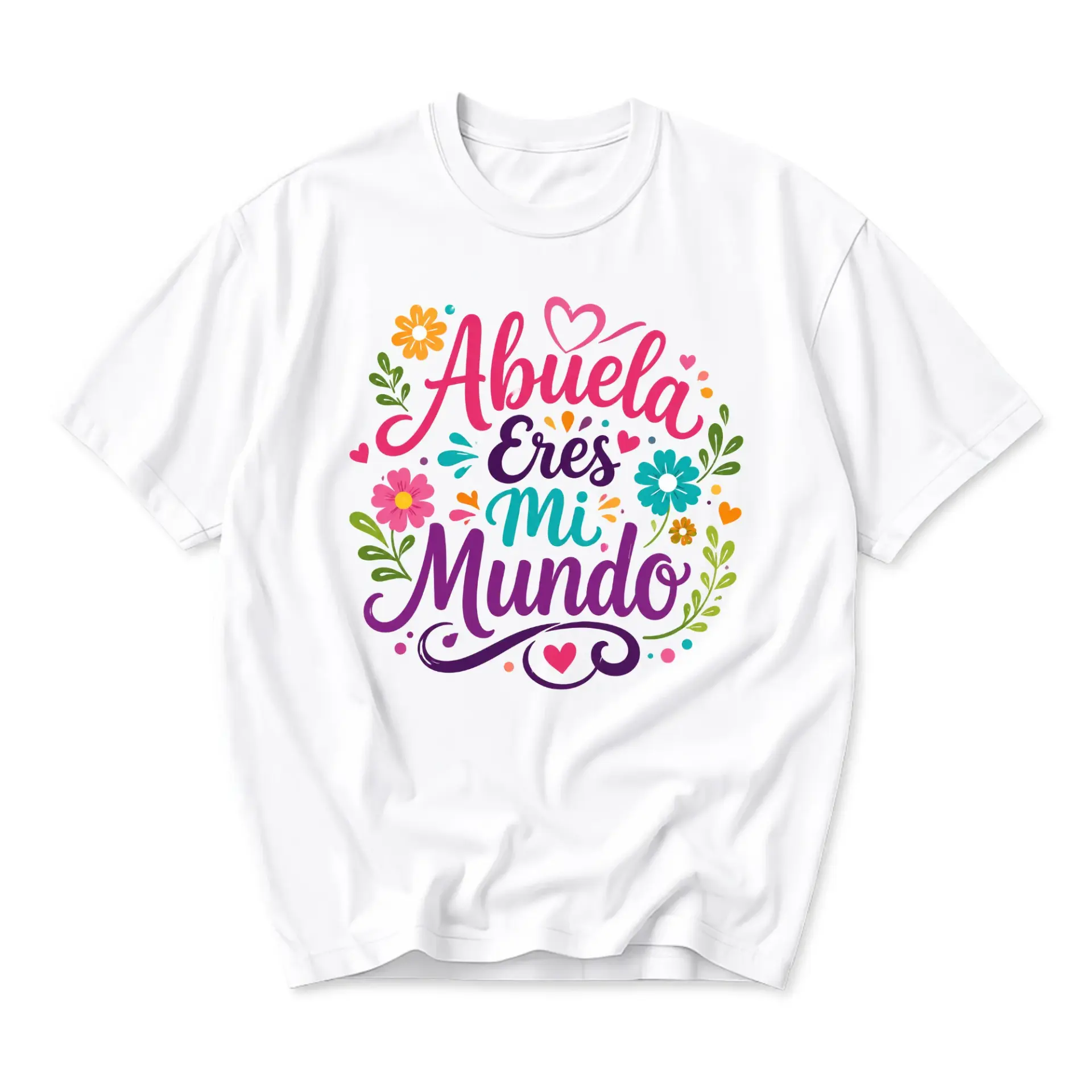Graphic Tee Abuela Eres Mi Mundo Floral Unisex Crew Neck Shirt Comfortable
