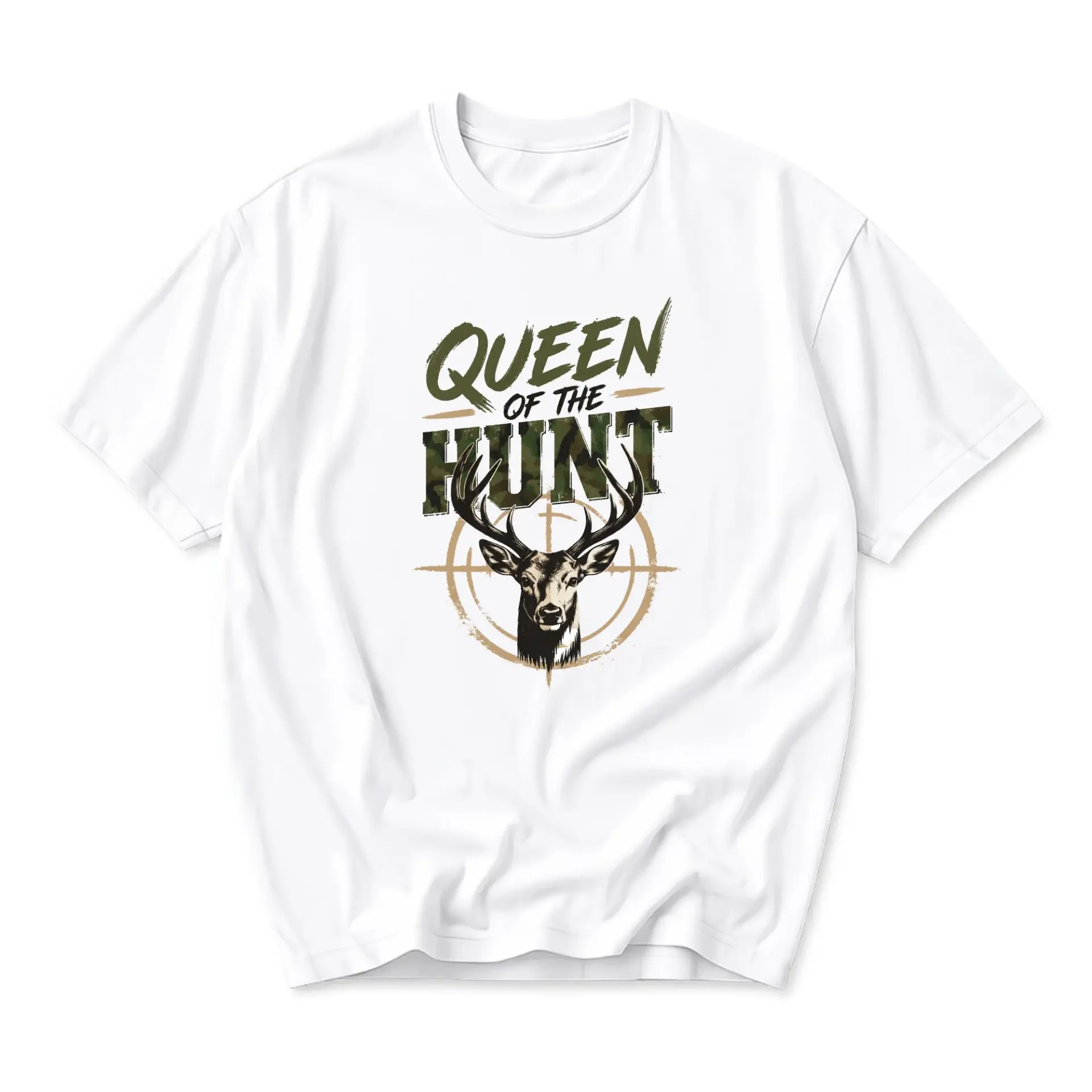 Graphic Tee Queen of the Deer Print Unisex Crew Neck Casual Everyday Shirt for Outdoors Enthusiasts