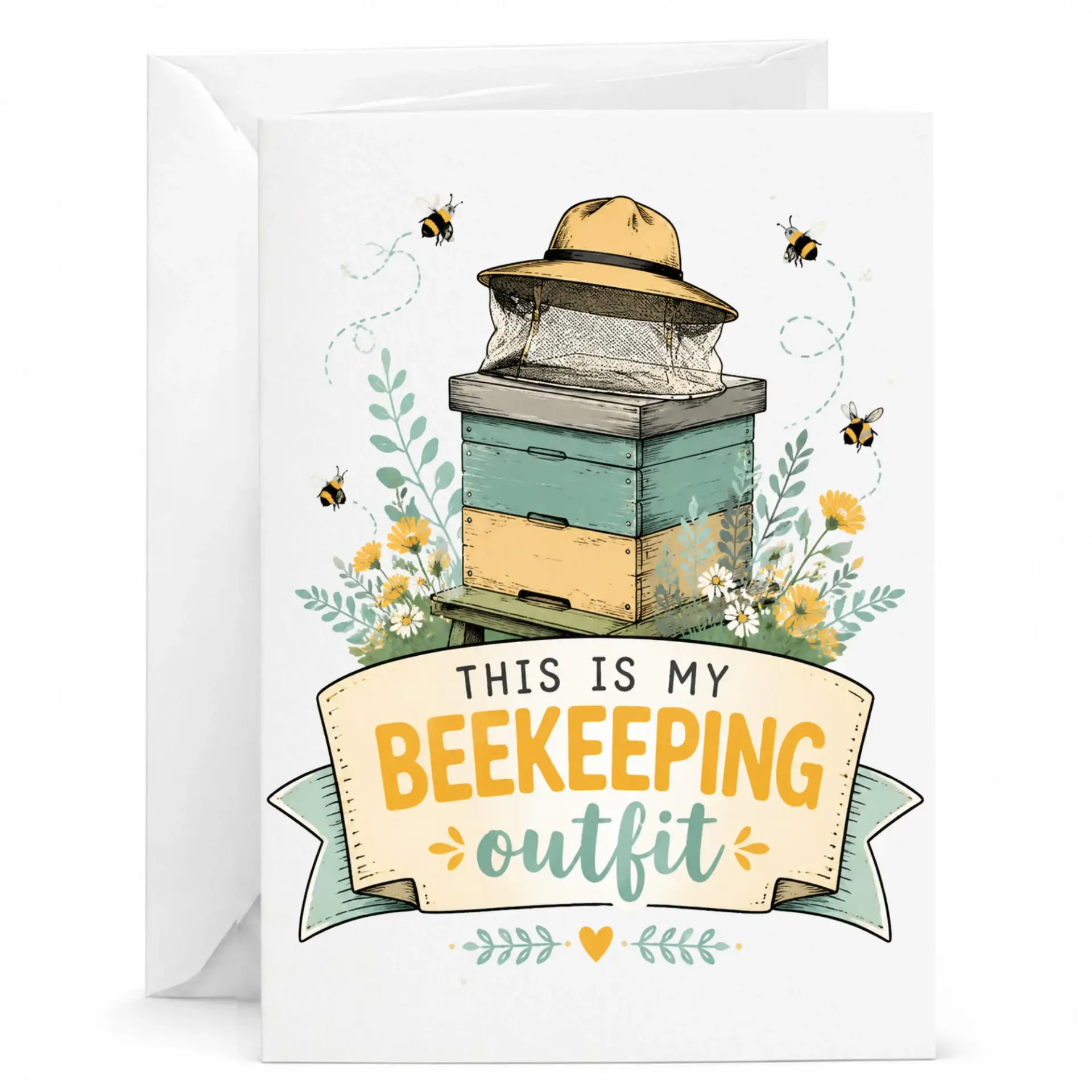 Funny Beekeeper Greeting Card with Envelope Humorous Apiary Hobby Note