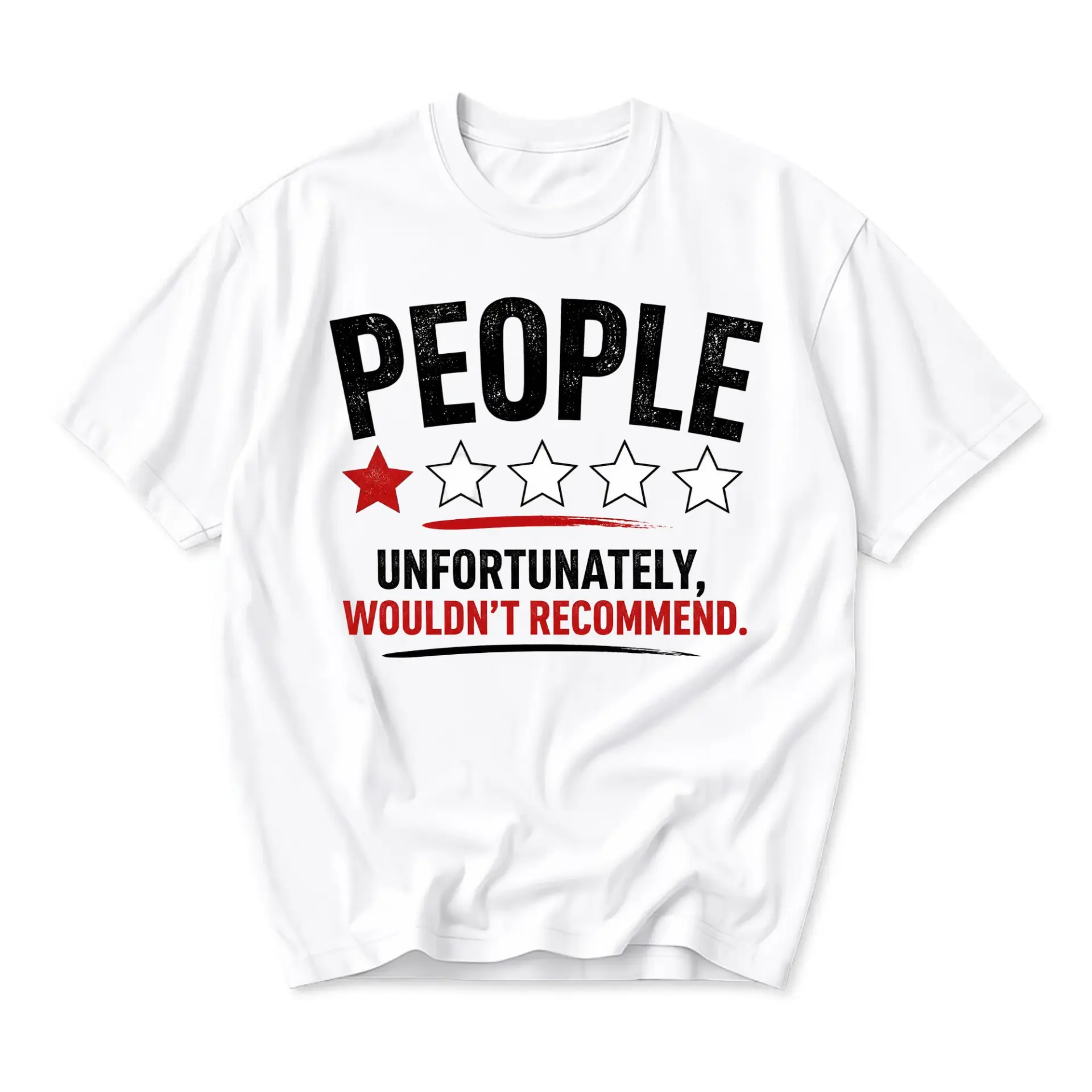 Funny Shirt People One Star Rating Unisex Graphic Tee Sarcastic Quote Casual Cotton Short Sleeve Crew Neck T-Shirt