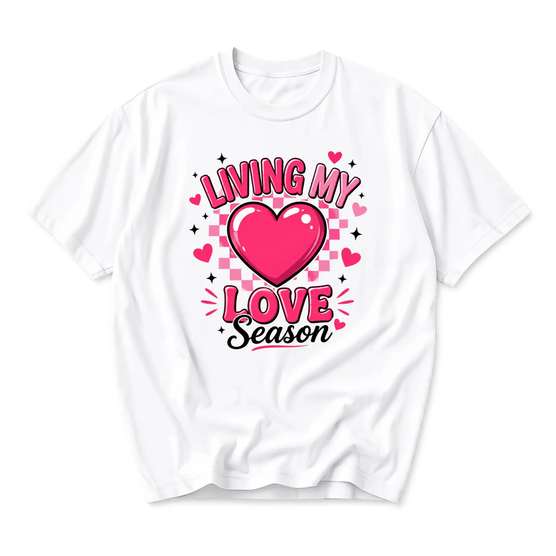 T-shirt Living My Love Season Graphic Tee Unisex Casual Short Sleeve Crew Neck Shirt for Everyday Wear and Self Expression