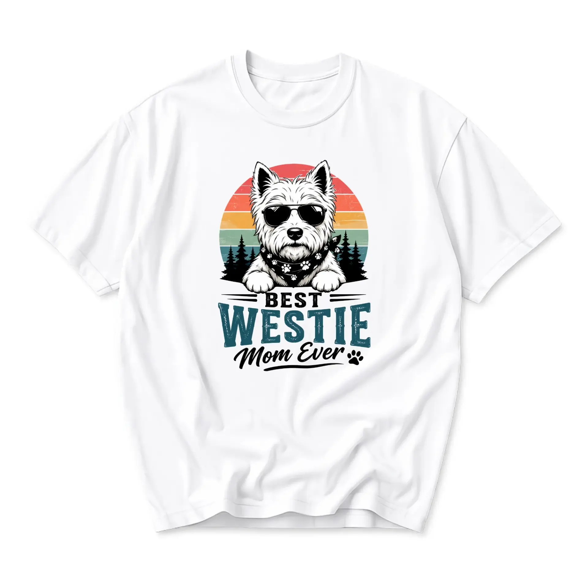 Funny Shirt Best Westie Mom Ever Graphic Tee Unisex Casual Crew Neck T-Shirt for Dog Lovers and Pet Enthusiasts