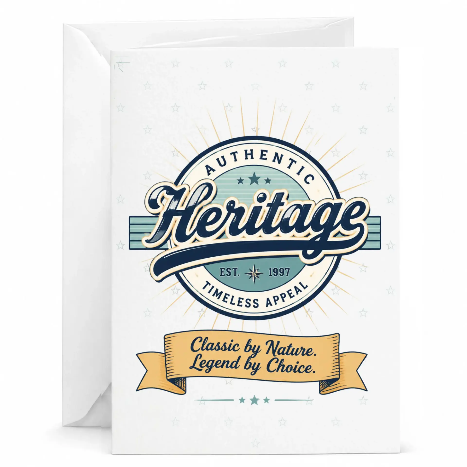 Greeting Card Authentic Heritage Timeless Appeal Vintage Style Emblem Design Stationery for All Occasions