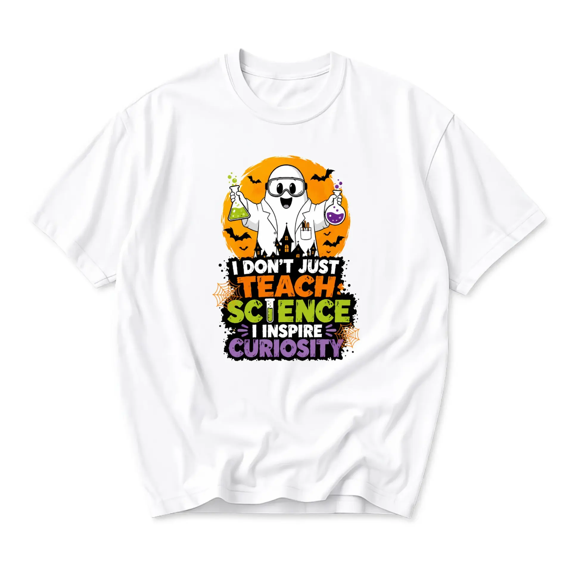 Graphic Tee I Don't Just Teach Science I Inspire Curiosity Unisex Casual Crew Neck Comfortable Cotton Blend T-Shirt