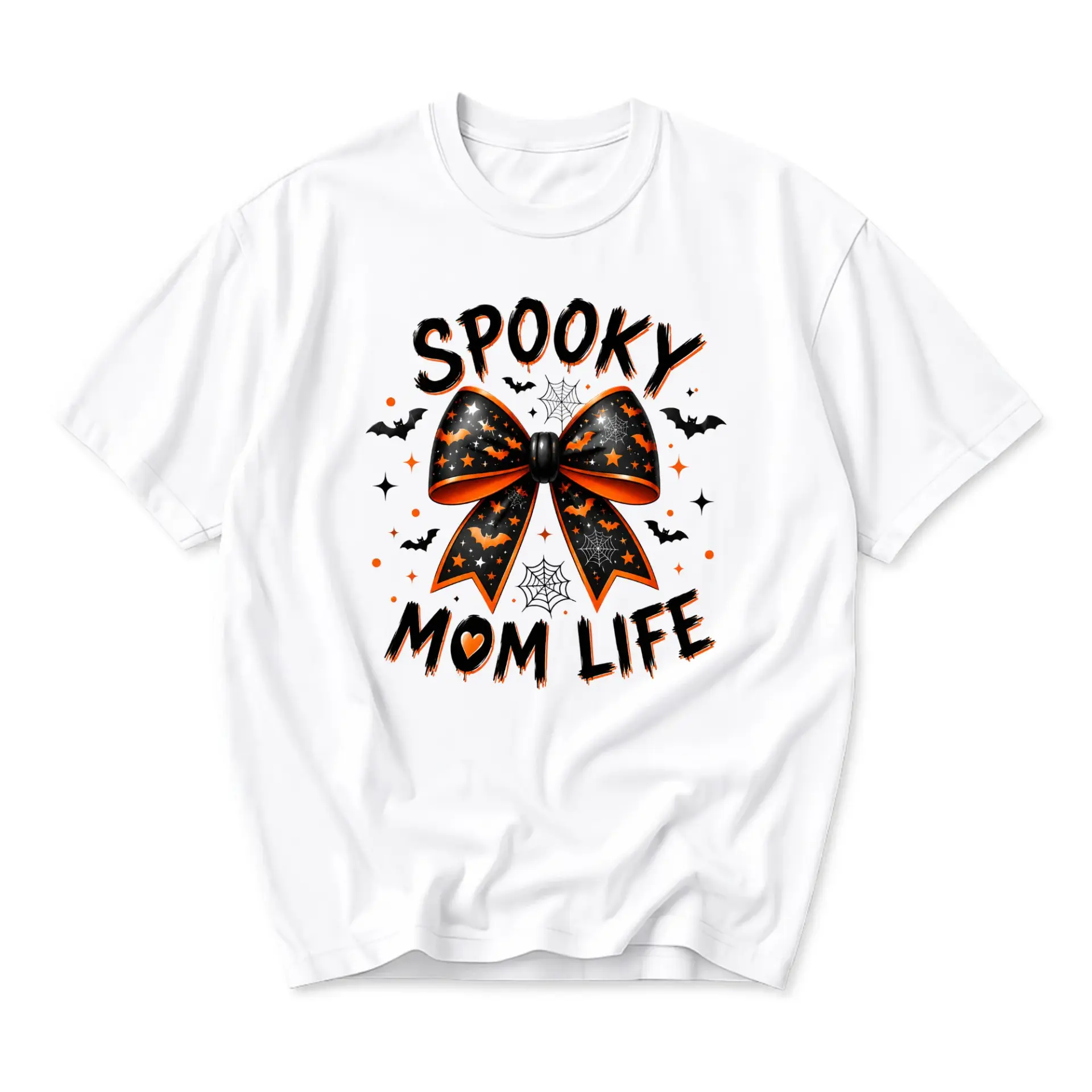 T-shirt Spooky Mom Life Halloween Graphic Tee Casual Holiday Crew Neck Unisex Apparel for Everyday Style and Comfort