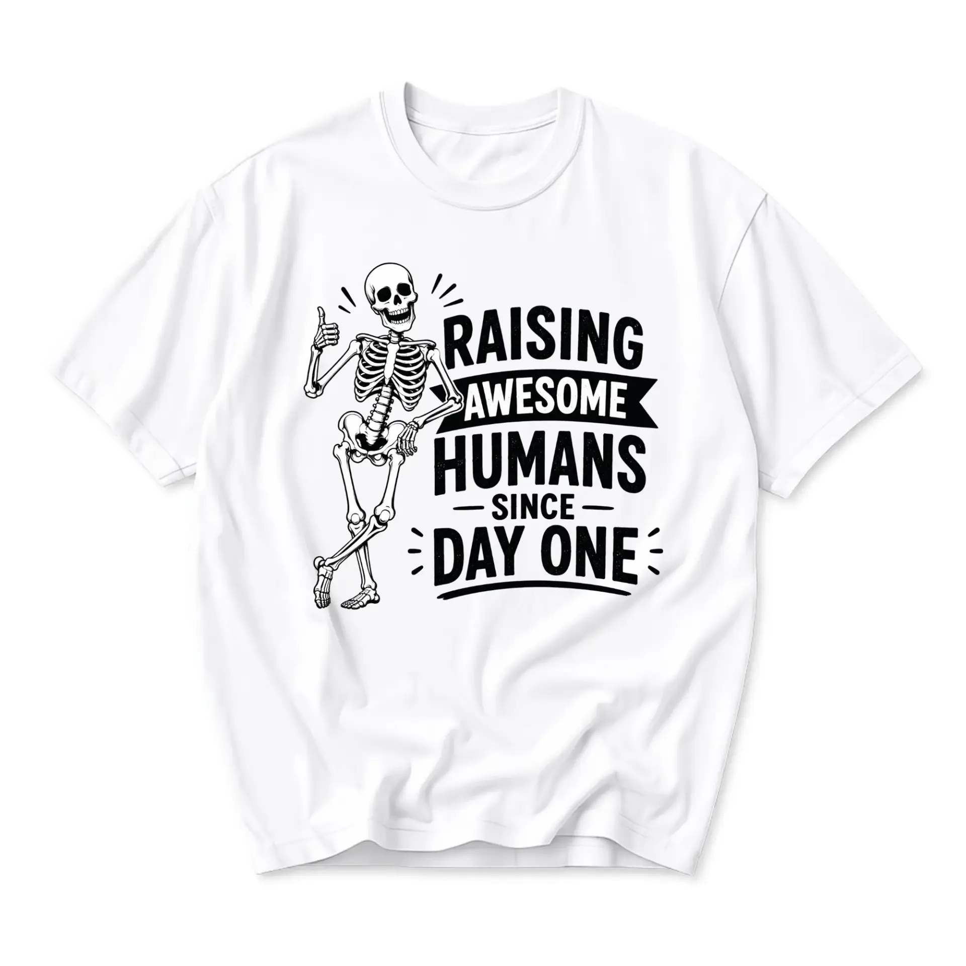 Funny Shirt Raising Awesome Humans Since Day One Graphic Tee Unisex Casual Crew Neck Soft Cotton Blend Apparel