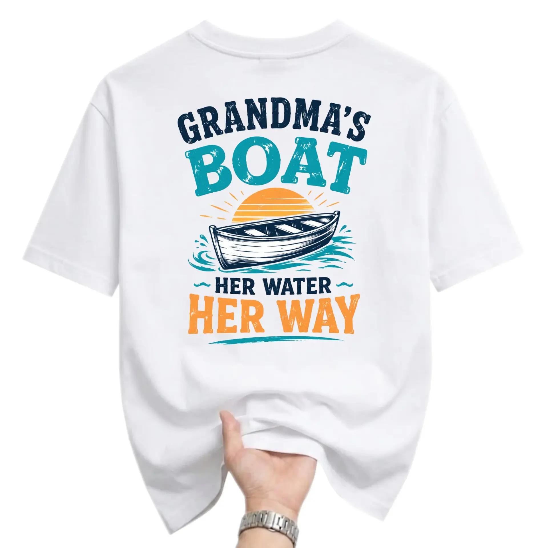 Funny Shirt Grandma's Boat Her Water Way Graphic Tee Unisex Casual Crew Neck Comfortable Summer Cotton Short Sleeve