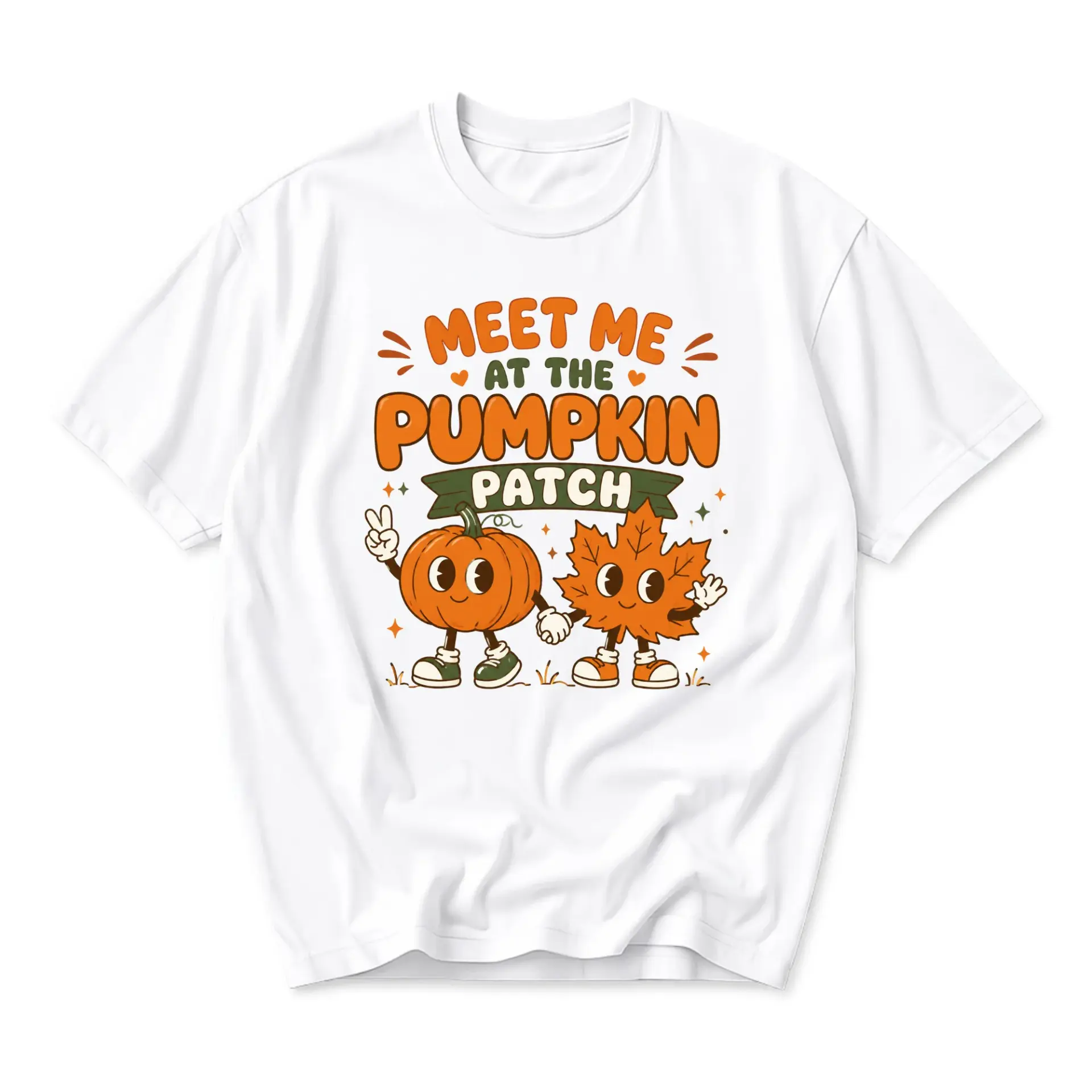 Graphic Tee Meet Me at the Pumpkin Patch Shirt Unisex Autumn Fall Season Apparel Casual Harvest Theme Crew Neck