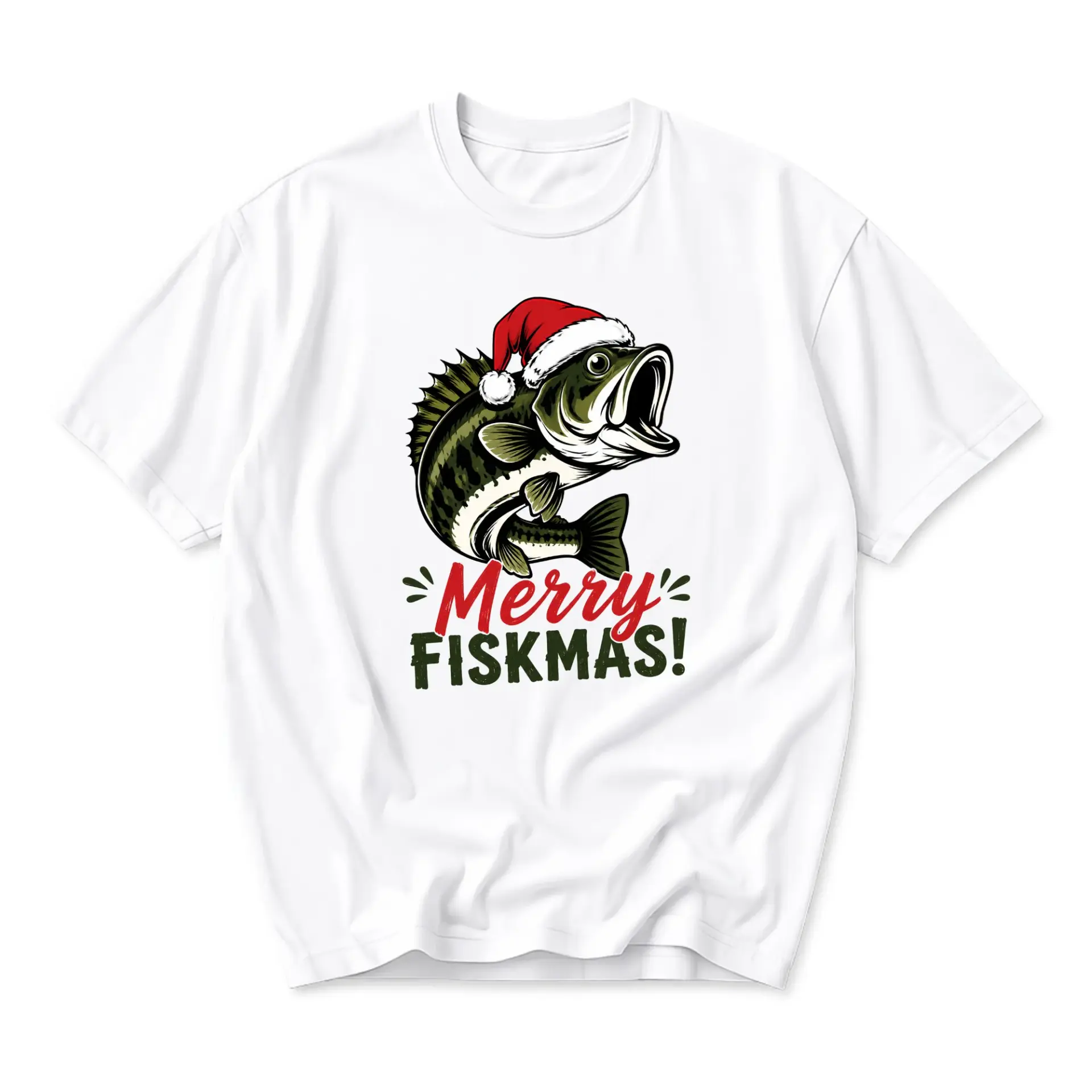 Funny Shirt Merry Fiskmas Graphic Tee Holiday Fishing Lover Gift Unisex