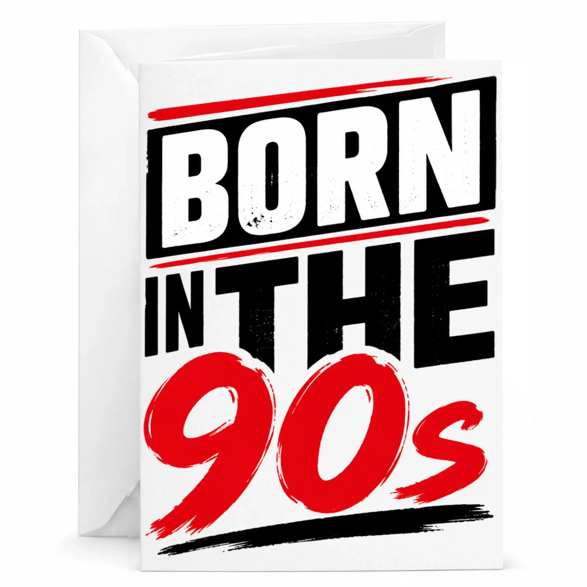 Birthday Card Born in the 90s Funny Retro Nostalgia Greeting Card for Friends and Family Members 5x7 Inches Folded