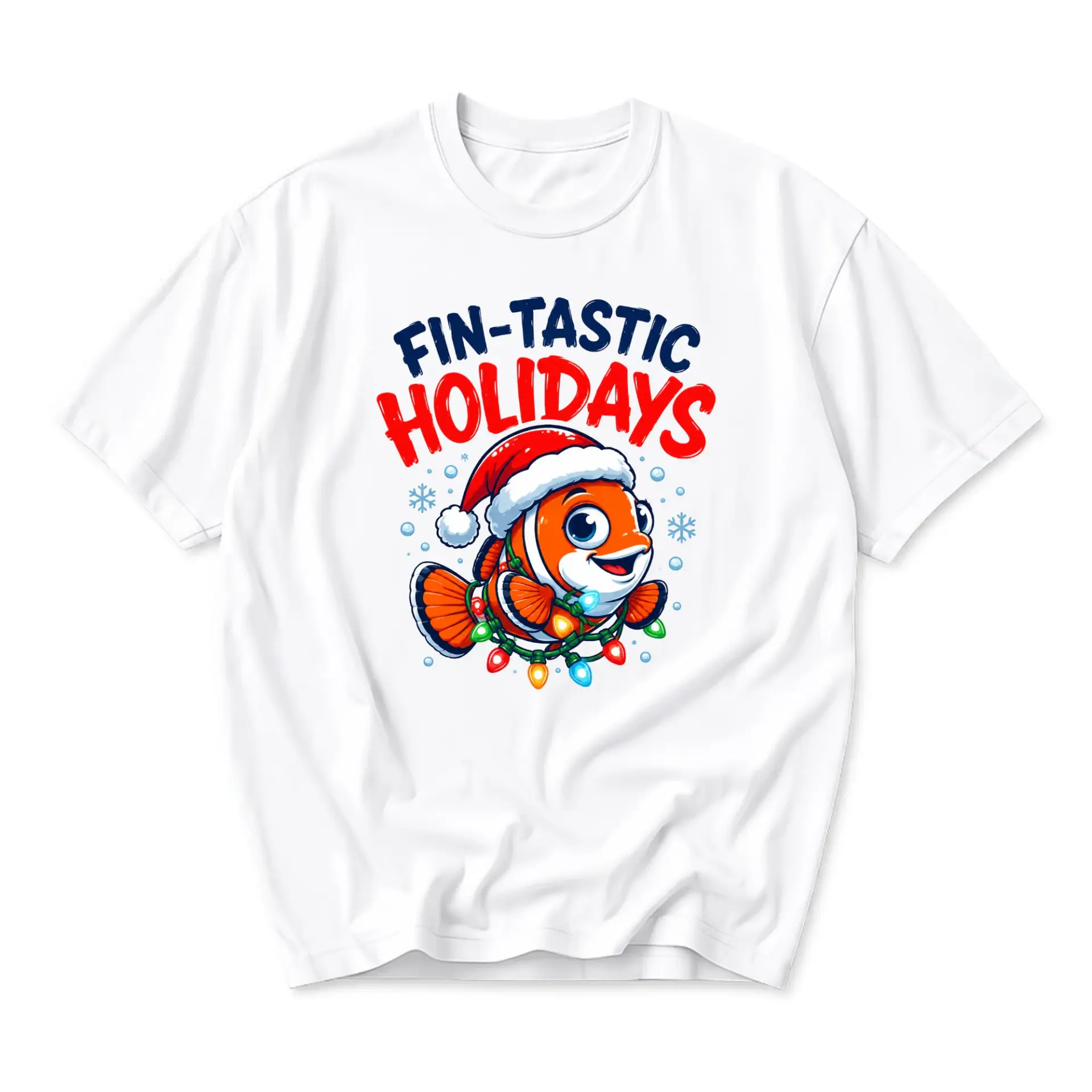 Funny Shirt Fin-Tastic Holidays Graphic Tee Unisex Crew Neck Short Sleeve Casual Cotton Blend Apparel for Seasonal Wear
