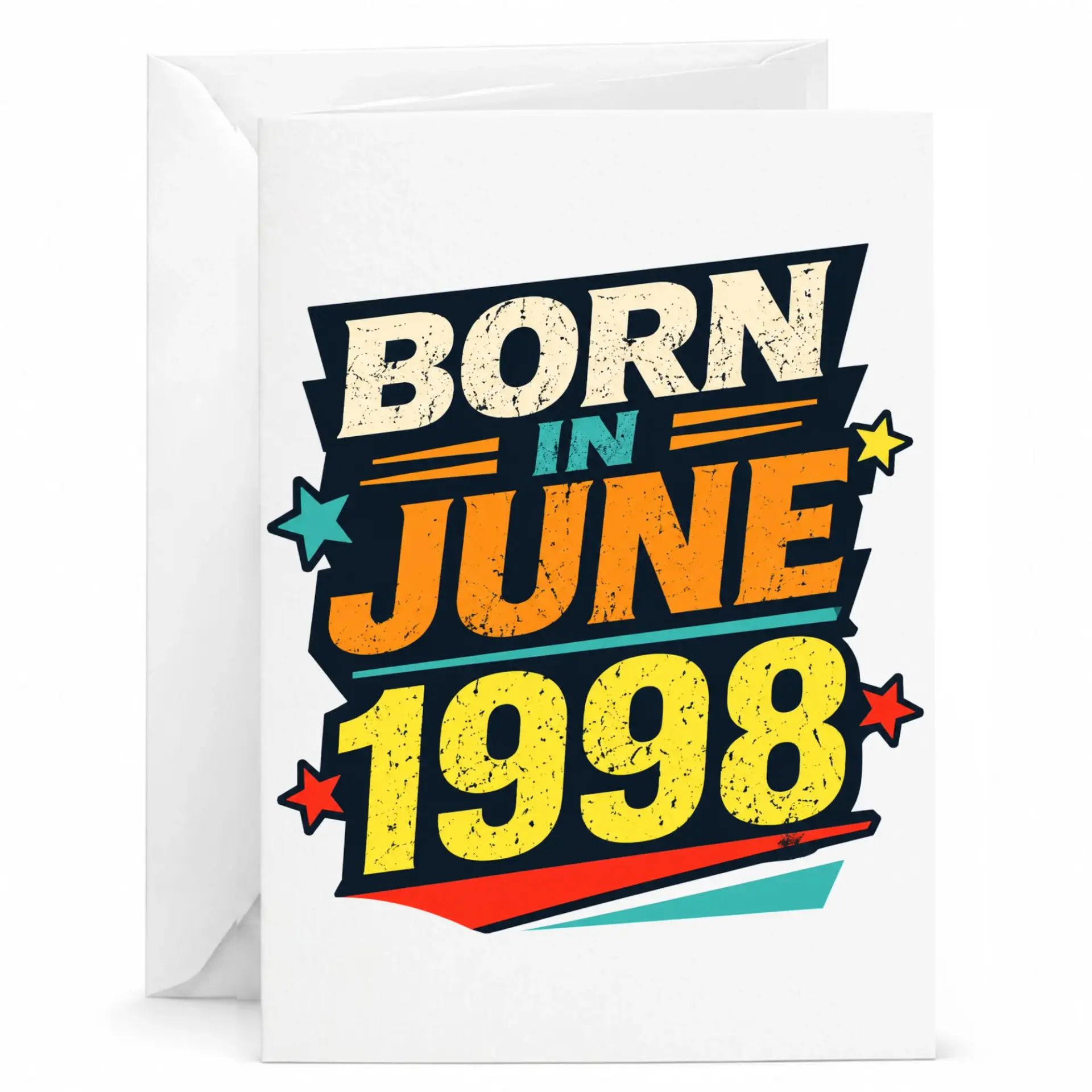 Birthday Card Born in June 1998 Vintage Style Greeting Card for Birthday Celebrations and Milestone Anniversaries