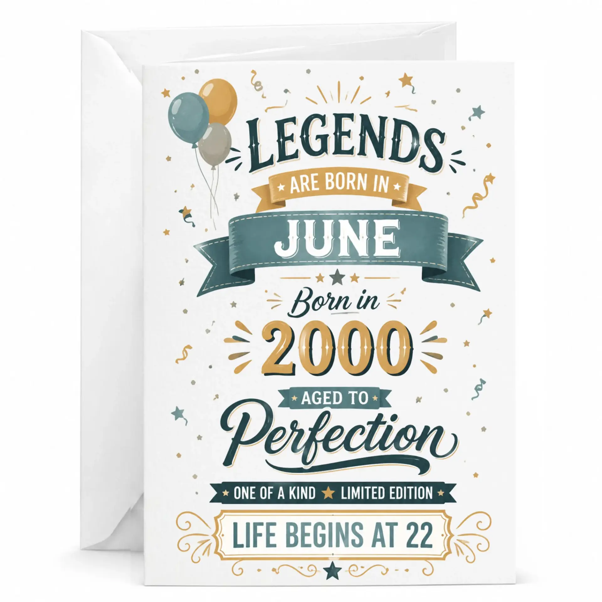 Birthday Card Legends Are Born in June 2000 Aged to Perfection Greeting Card for Birthday Celebration
