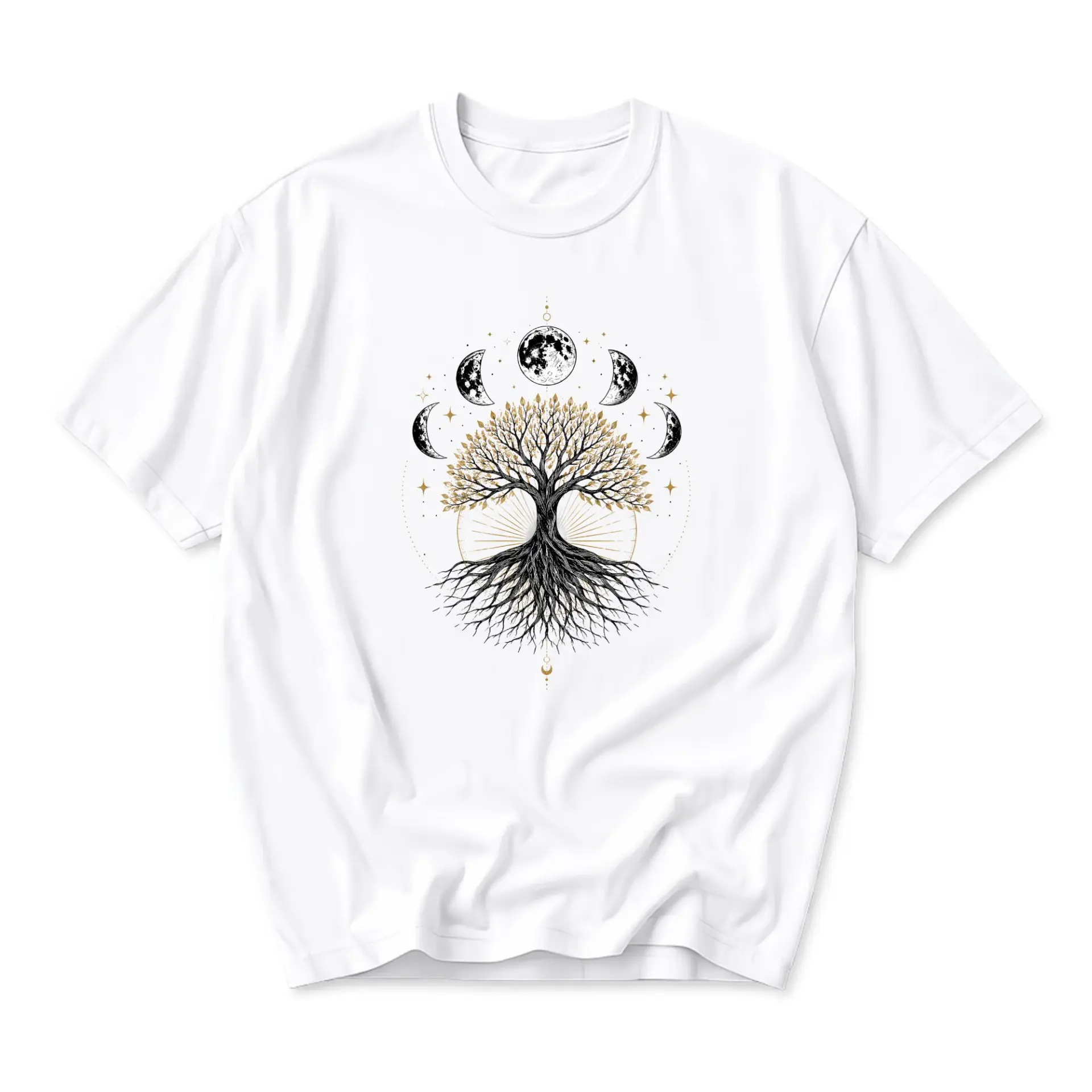 Graphic Tee Celestial Tree of Life Illustration Unisex Crew Neck Cotton Blend Soft Breathable Casual Summer Shirt