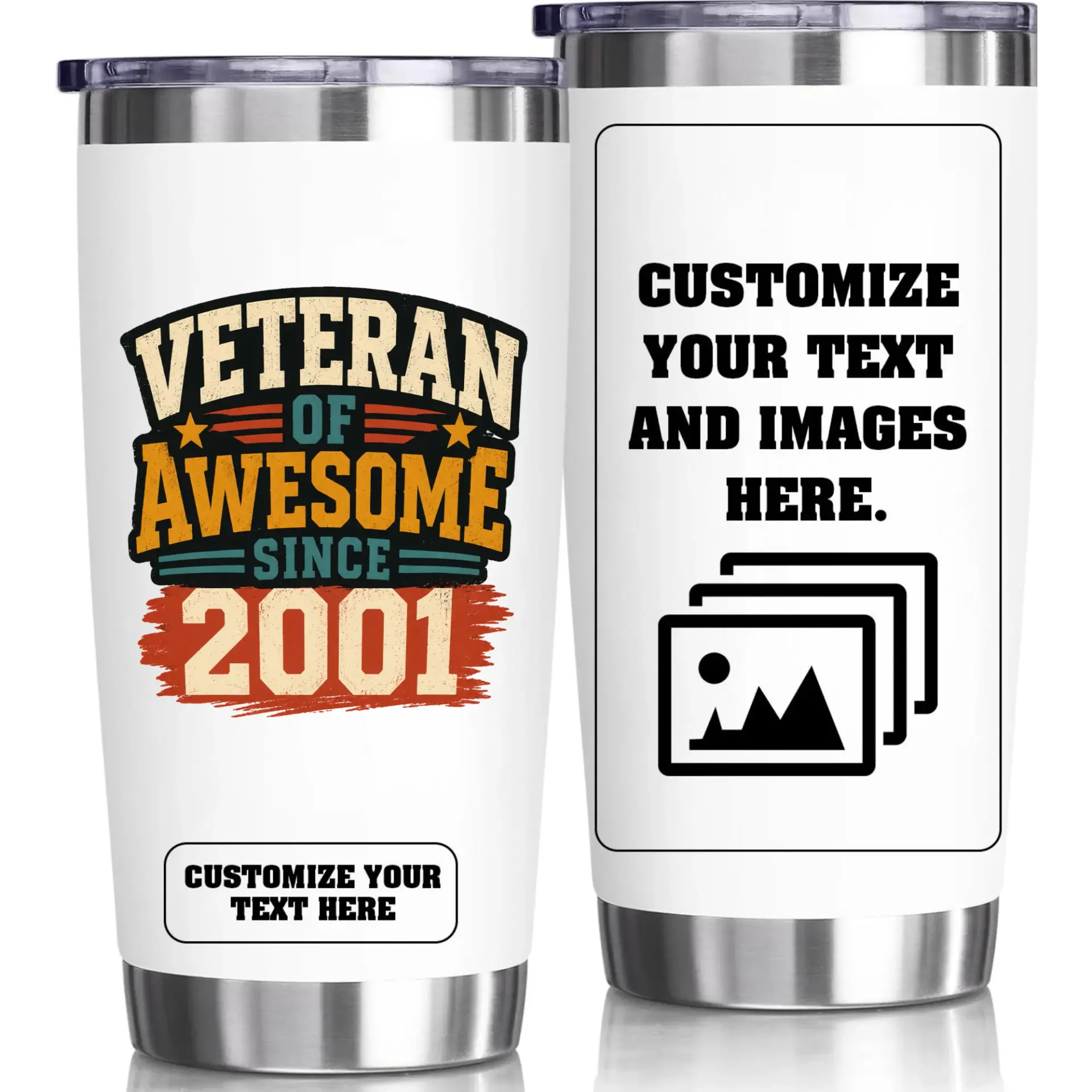 Stainless Steel Tumbler Custom Personalized Travel Mug 20oz Insulated Cup for Hot and Cold Beverages Birthday Gift