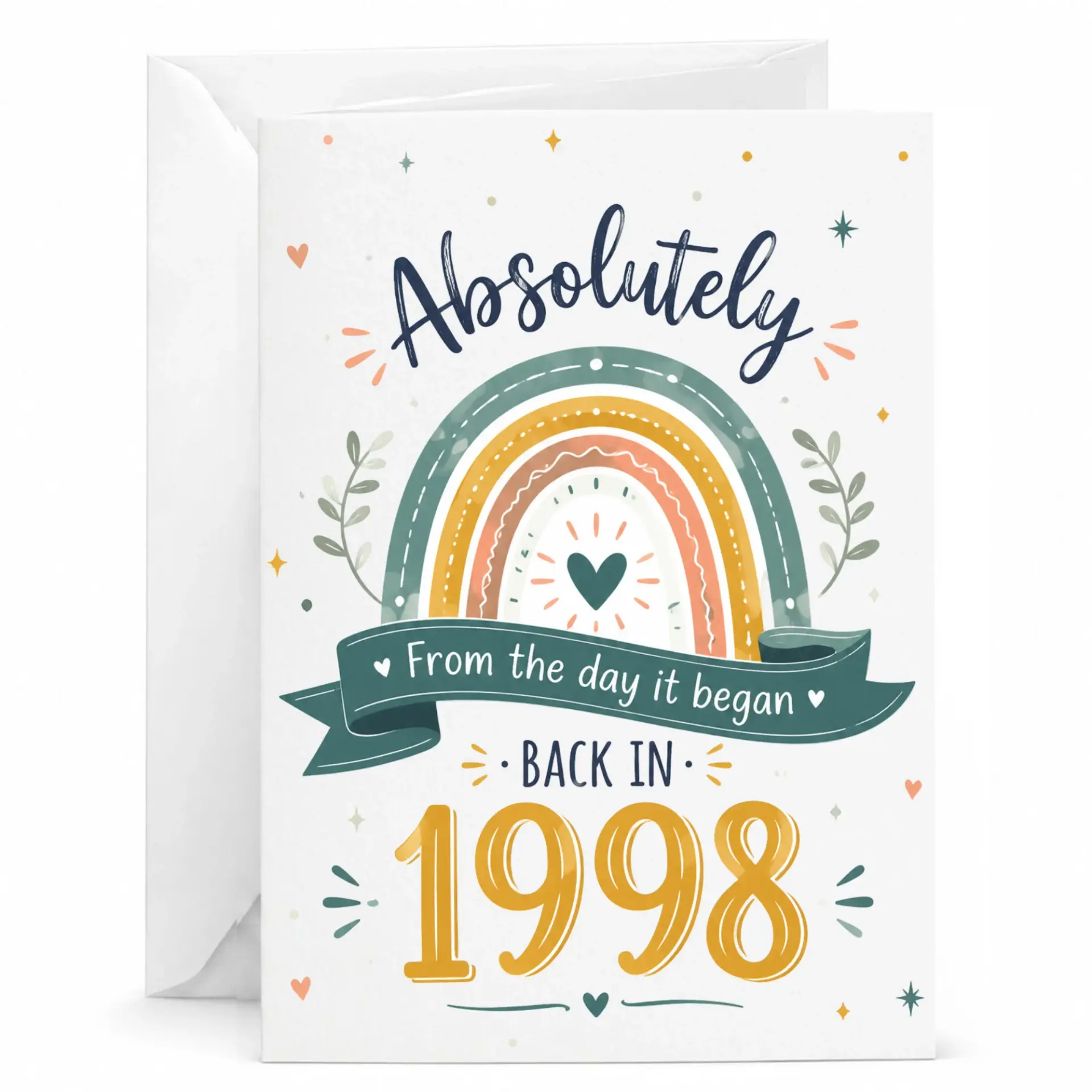 Greeting Card Absolutely from the Day It Began Back in 1998 Funny Birthday Celebration Note with Matching Envelope