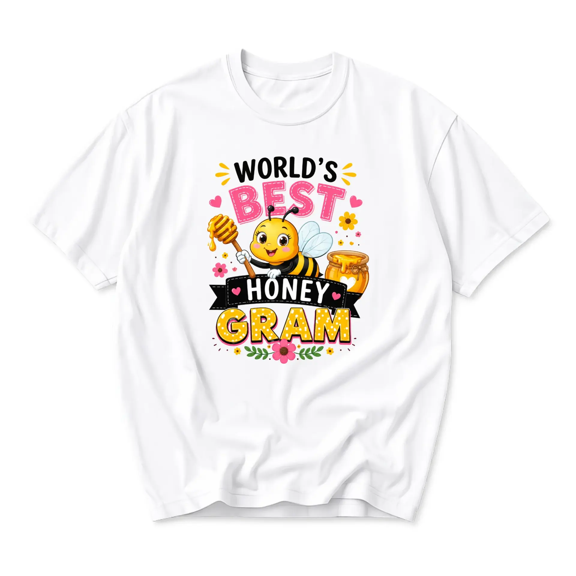Funny Shirt World's Best Gram Bee Graphic Tee Casual Cotton Blend Short