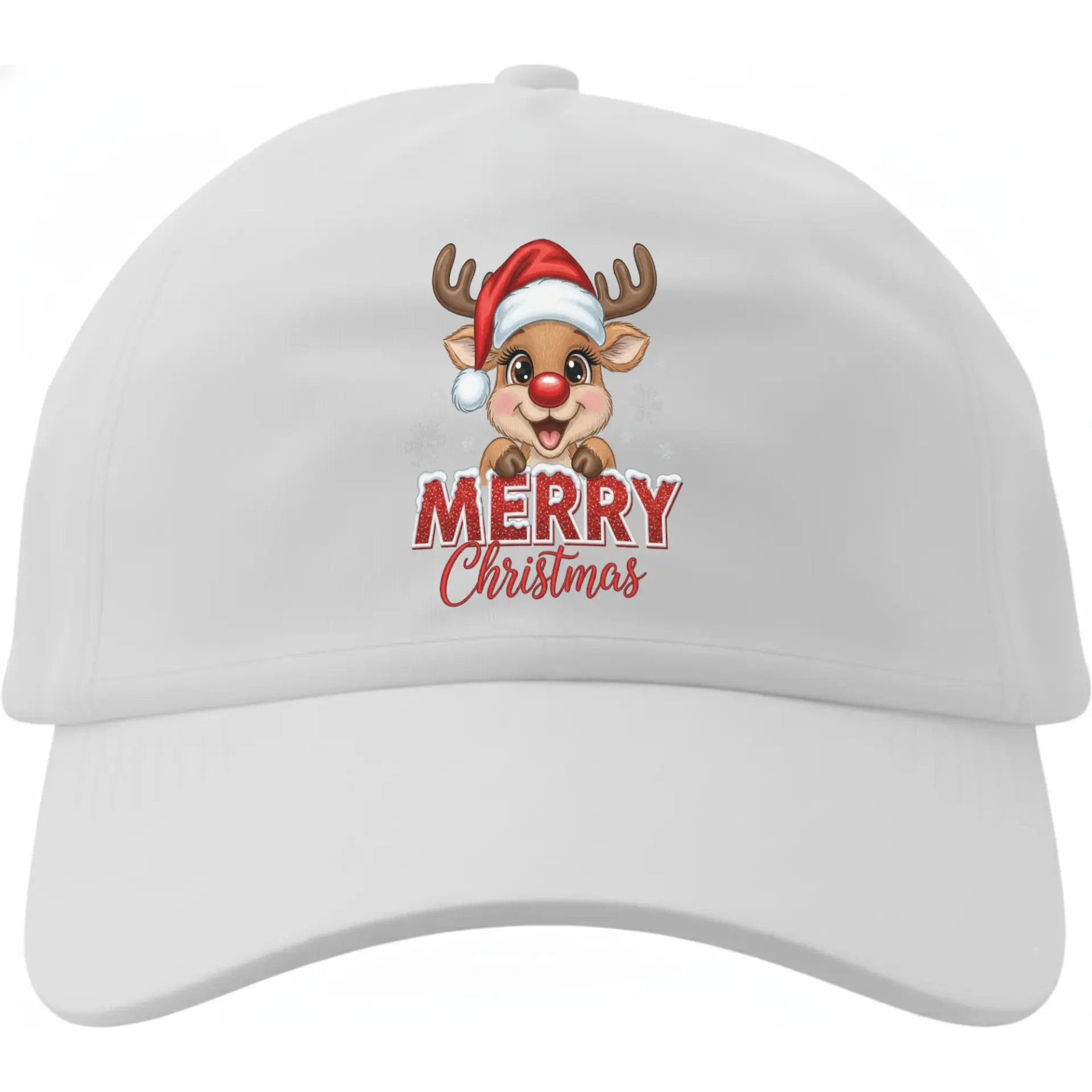 Dad Hat Baseball Cap Featuring Cute Reindeer Merry Christmas Graphic Design Comfortable Adjustable Cotton Headwear
