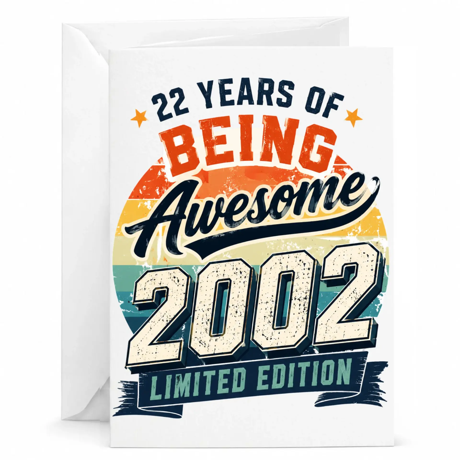 Birthday Card 22 Years of Being Awesome 2002 Limited Edition Vintage Retro Style Funny Milestone Anniversary Greeting Card
