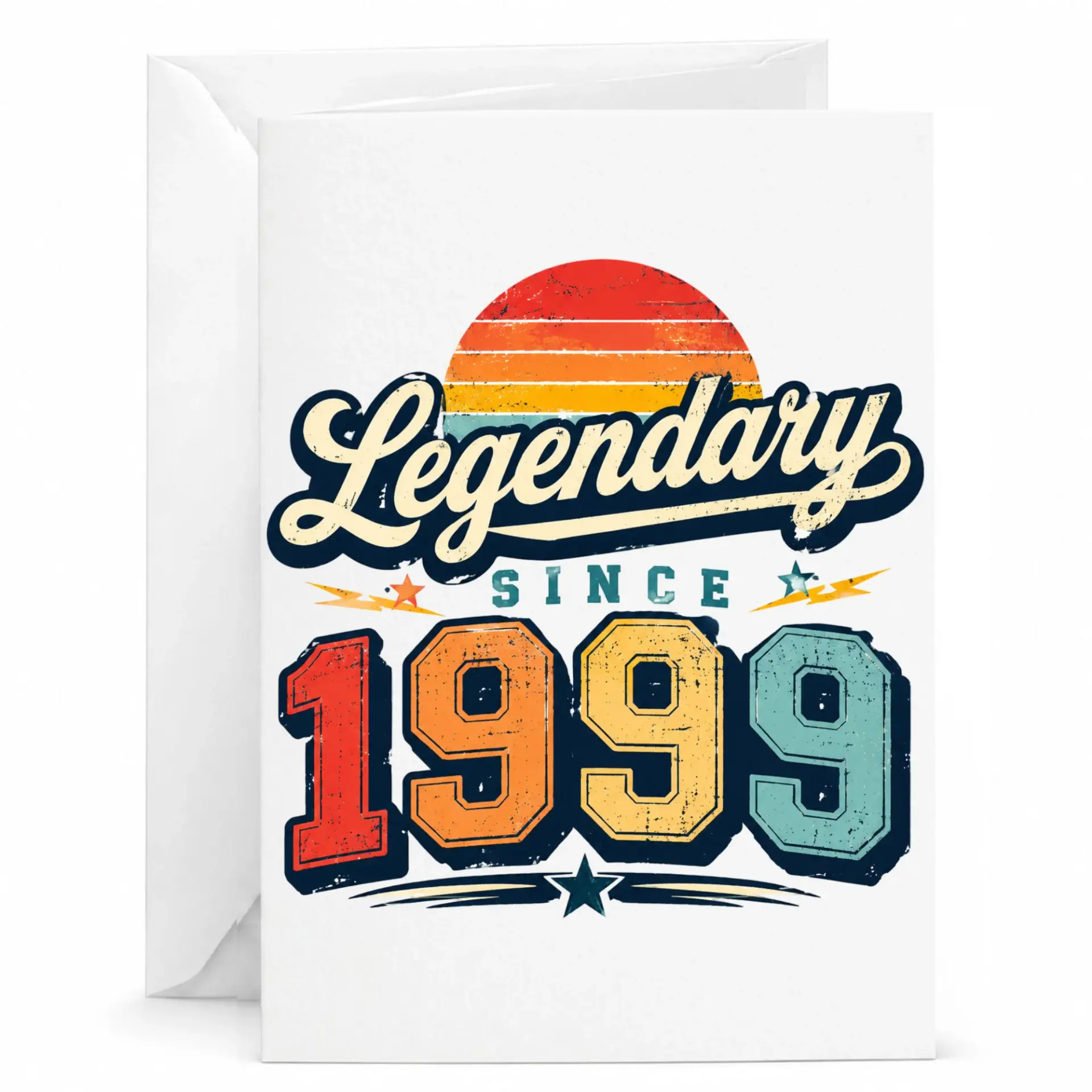 Birthday Card Legendary Since 1999 Vintage Retro Style Greeting Card for Milestone Celebration 5x7 Inches Folded