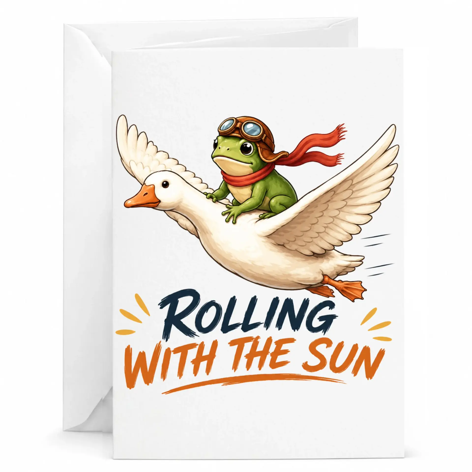 Funny Riding a Greeting Card Whimsical Animal Adventure Note with Envelope for Birthdays and Holidays