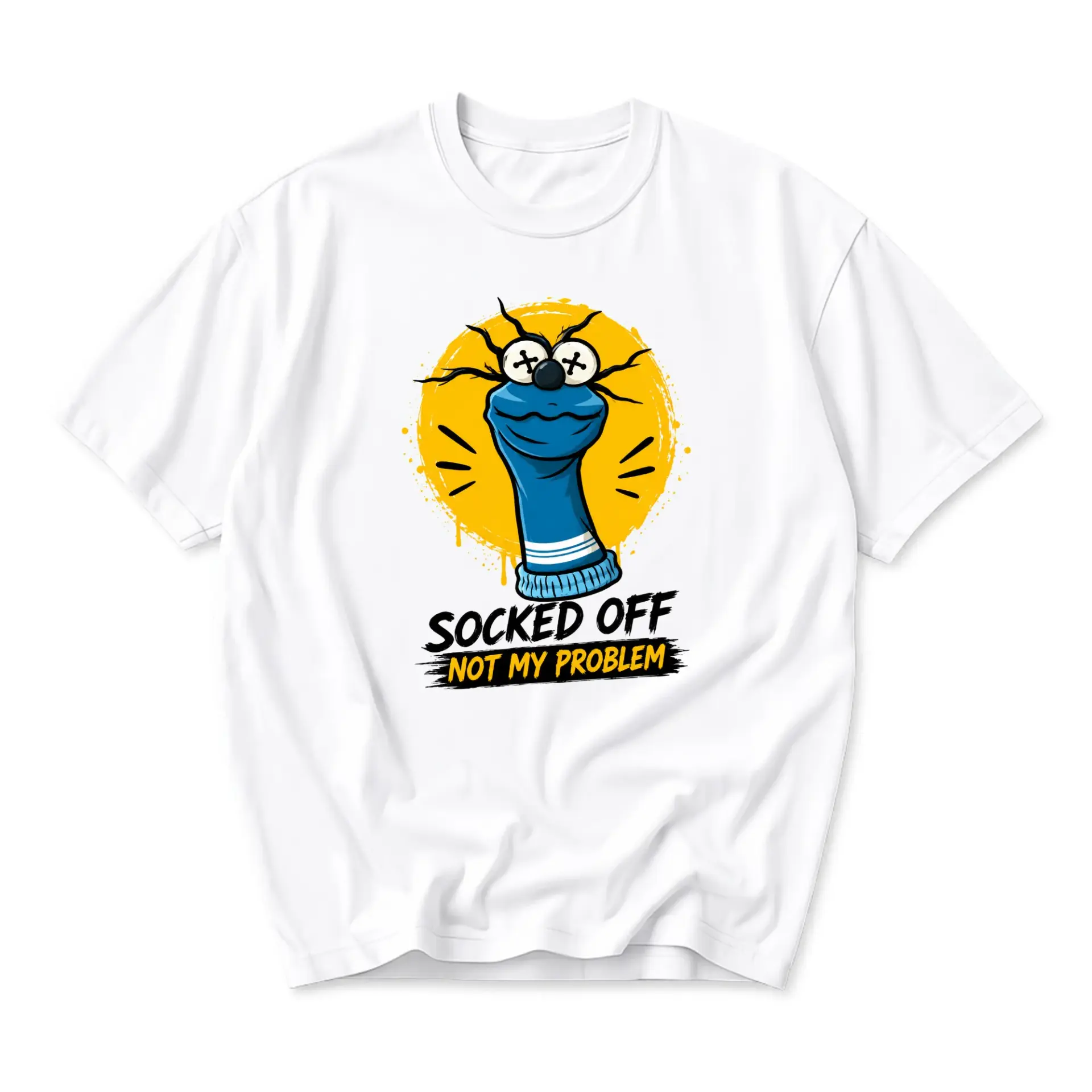 Funny Shirt Socked Off Not My Problem Graphic Tee Unisex Crew Neck Short Sleeve Casual Cotton Blend Top for Everyday Wear