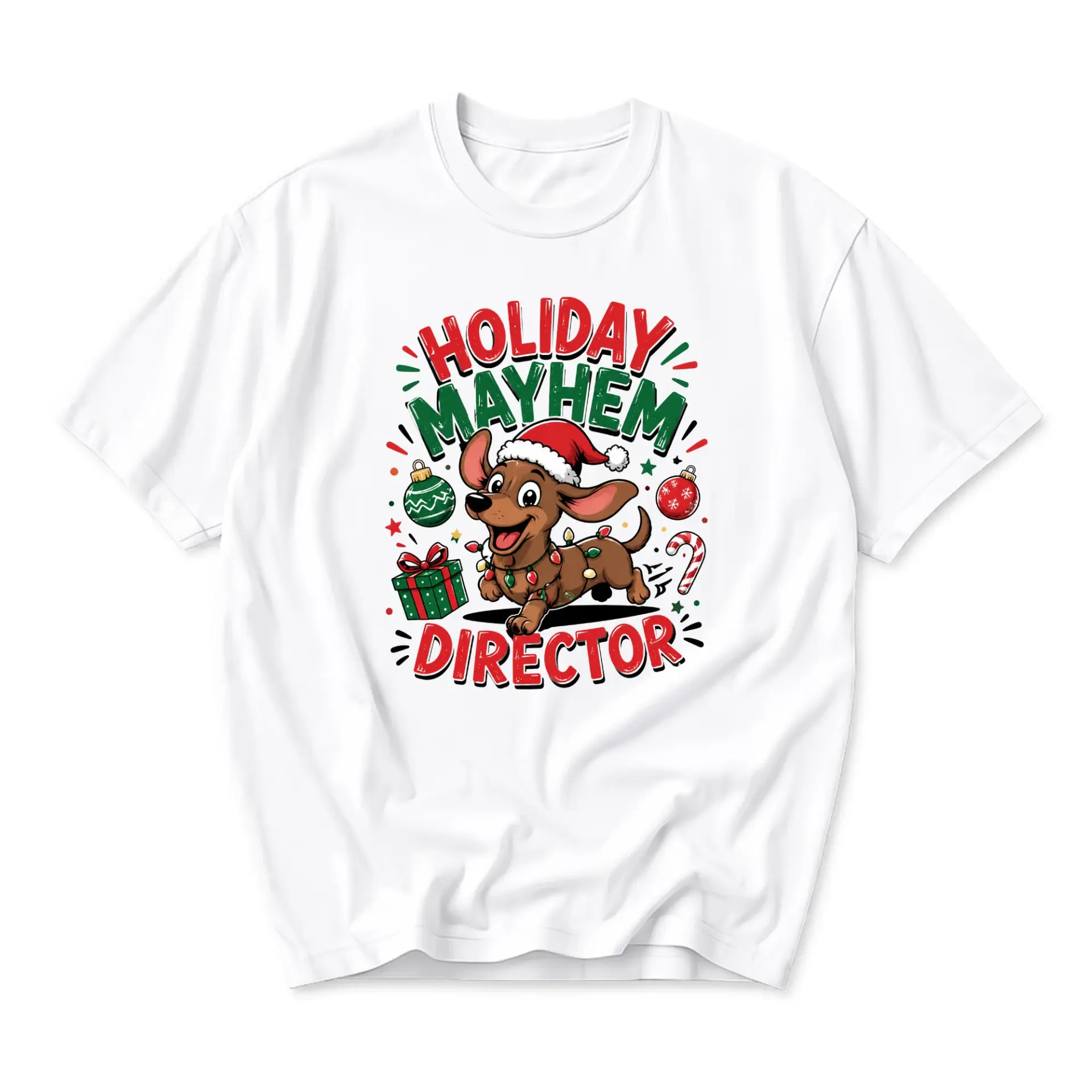 Funny Shirt Holiday Director Dachshund Dog Graphic Tee Unisex Christmas