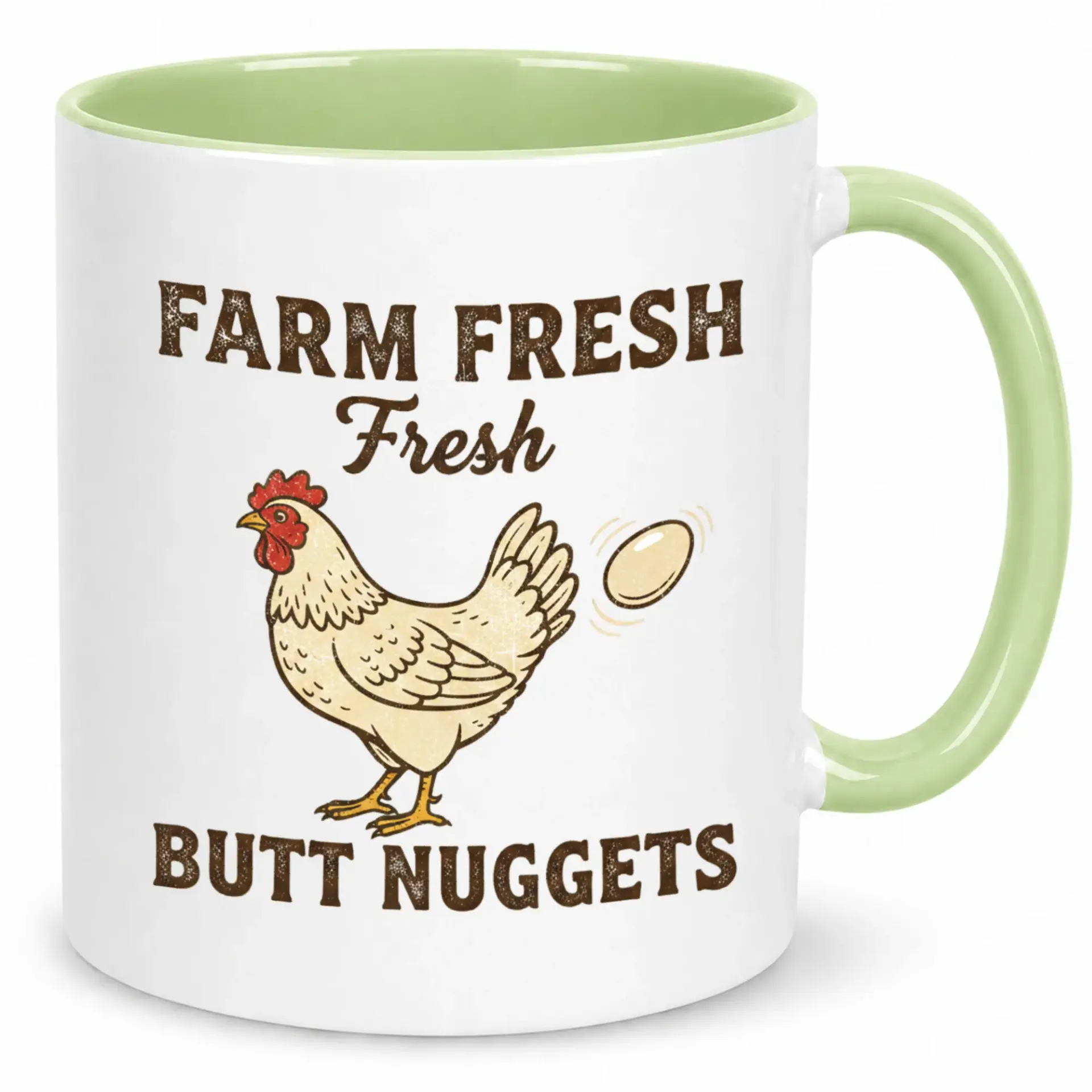 Funny Coffee Mug with Chicken and Design Humorous Novelty Drinkware White Ceramic 11 or 15 Oz Cup for Home Office