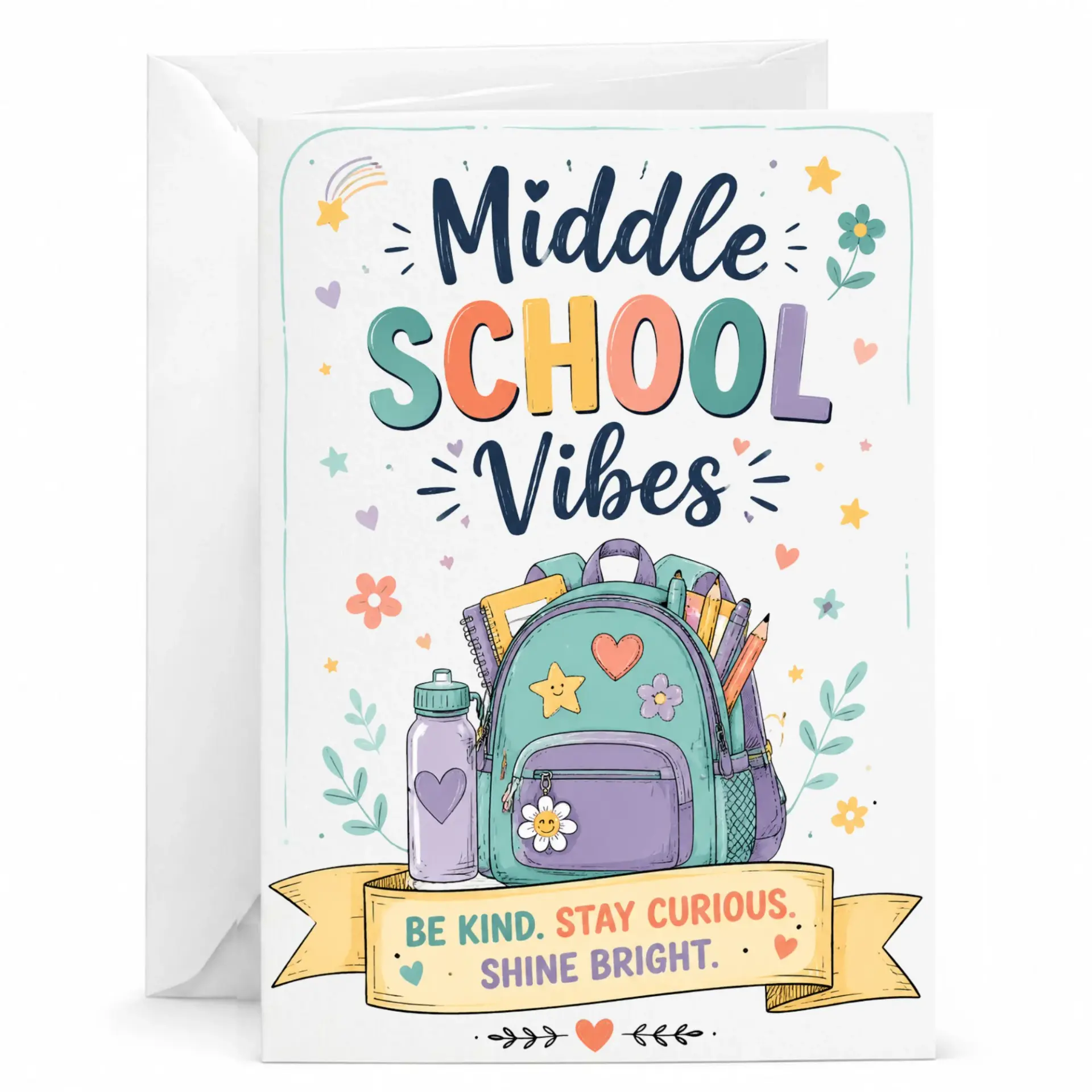 Greeting Card Vibes Inspirational Note Featuring Illustration and Positive