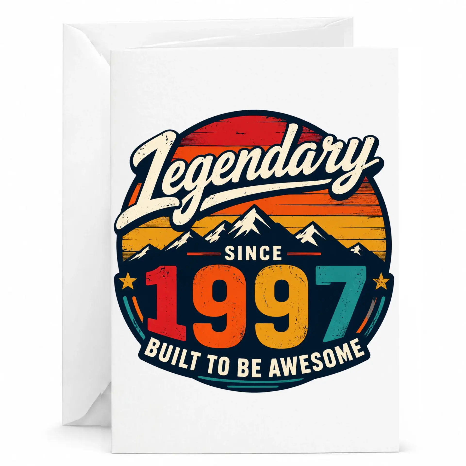 Birthday Card Legendary Since 1997 Funny Vintage Style Greeting Card for Birthday Milestone Celebration with Envelope