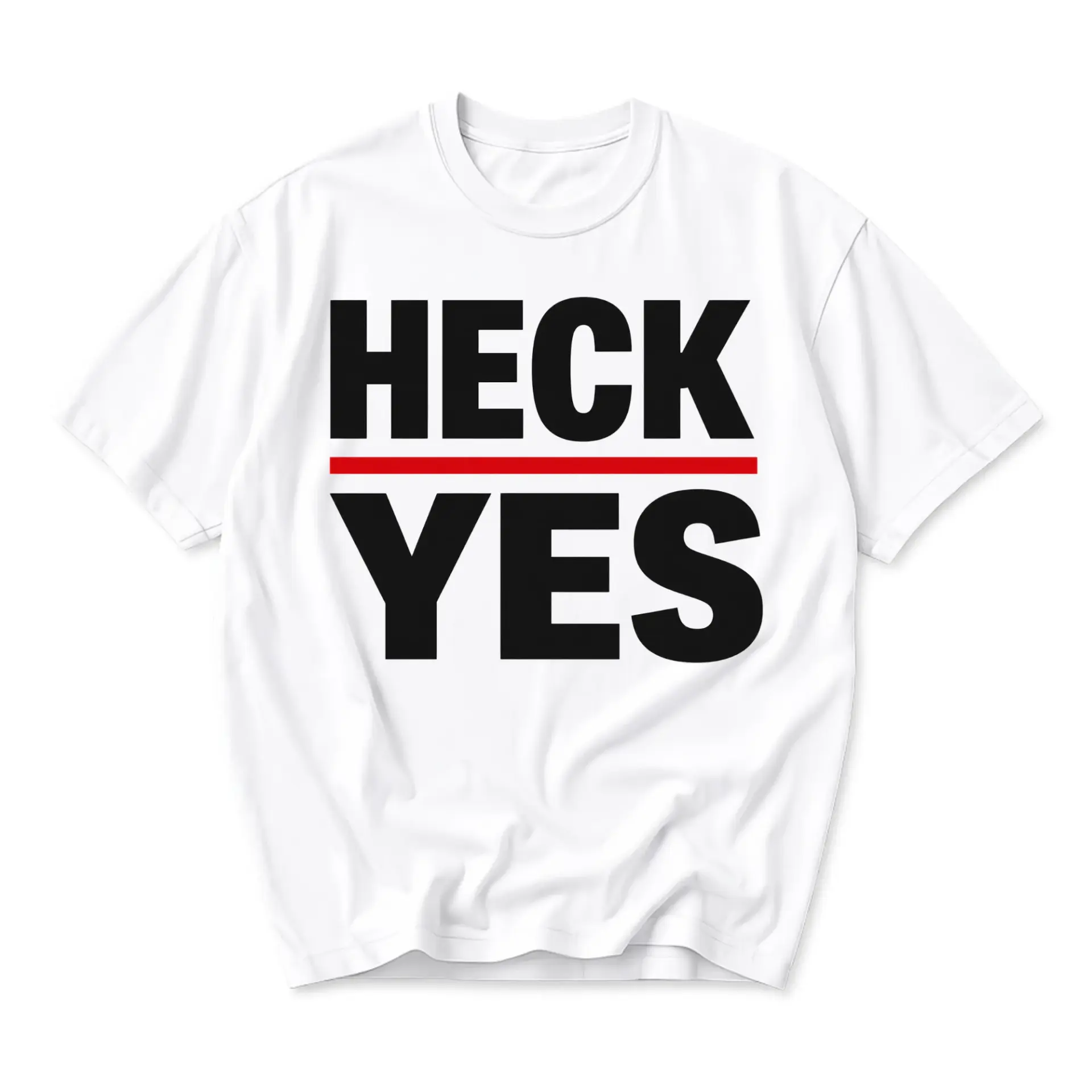 Funny Shirt Heck Yes Graphic Print Crew Neck Unisex Tee Casual Everyday Apparel for Men and Women White Short Sleeve Top